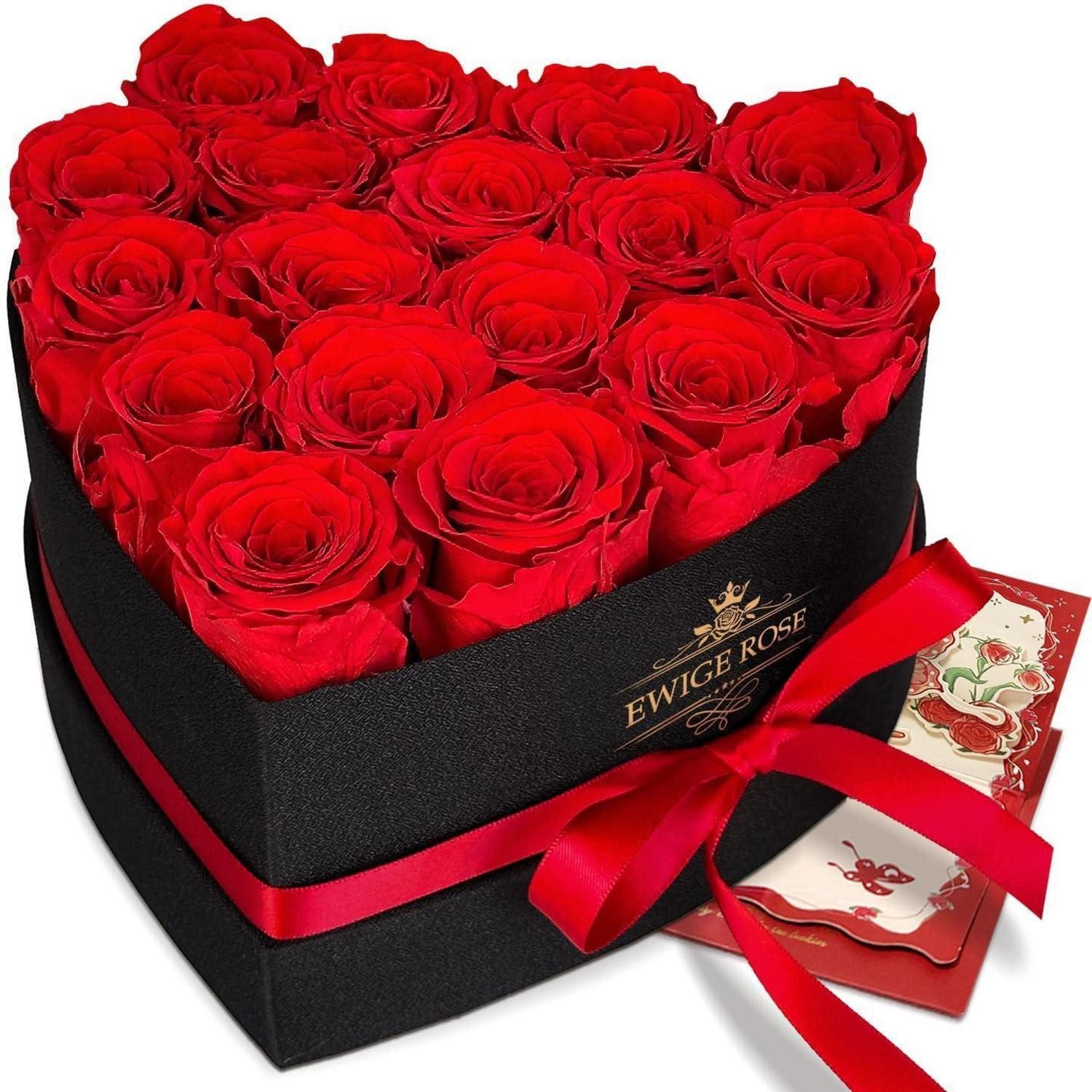 Kunstblumenstrauß Rosenbox Ewige Rosen Herz, LuxusKollektion, Höhe 12.2 cm