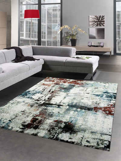 Teppich Designer Teppich Wohnzimmerteppich Läufer abstrakt multi bunt türkis schwarz, Carpetia, rechteckig, Höhe: 13 mm