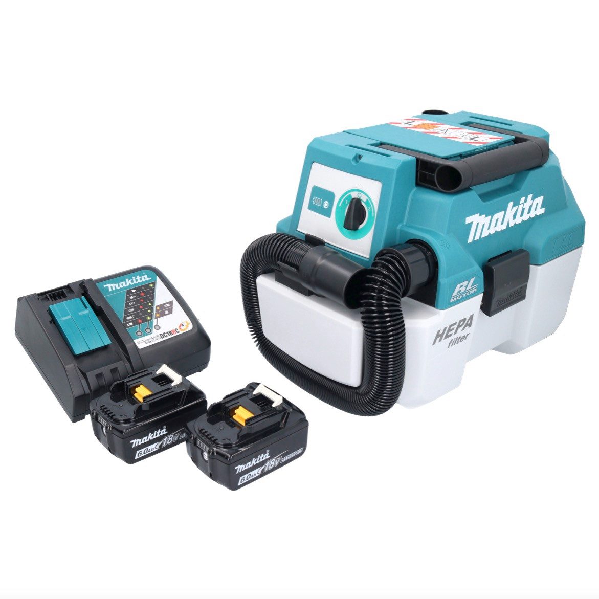 Makita Akku-Handstaubsauger DVC 750 LRG Akku Staubsauger LXT 18 V 67 mbar 7,5 l Brushless + 2x