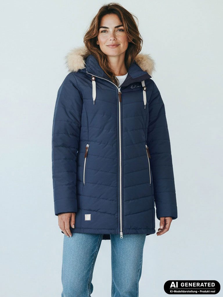 Dry Fashion Steppmantel Göteborg Damen Mantel gesteppt & gefüttert - Wintermantel Steppjacke Atmungsaktiv, wind- & wasserabweisend, Kapuze verstellbar & abnehmbar