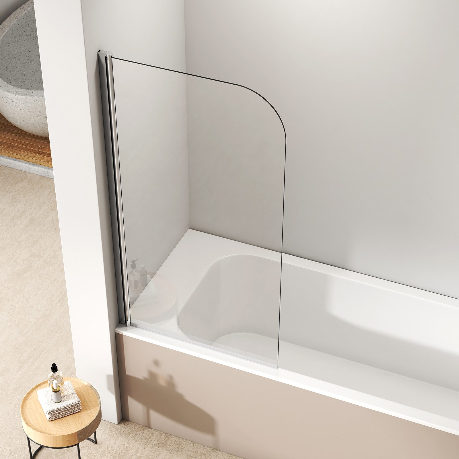 Badewannenaufsatz EMKE Badewanne Duschwand mit NANO einfach-Reinigung Beschichtung