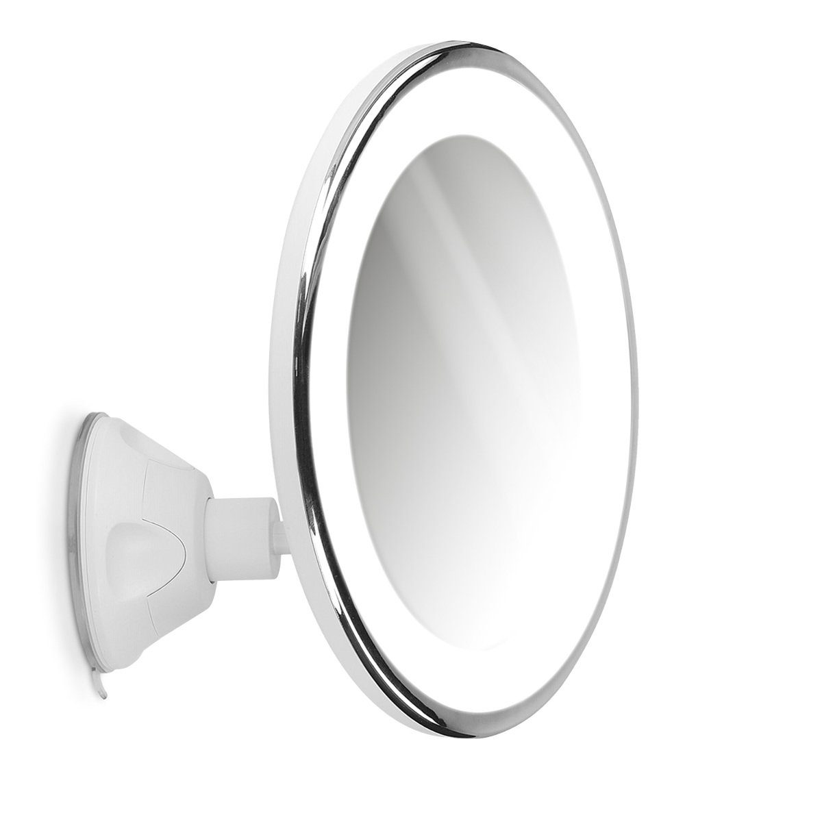 Navaris LED-Lichtspiegel, Vergrößerungsspiegel mit Beleuchtung Saugnapf -  Spiegel mit 10fach Vergrößerung 360° schwenkbar - Badspiegel Makeup  Kosmetikspiegel