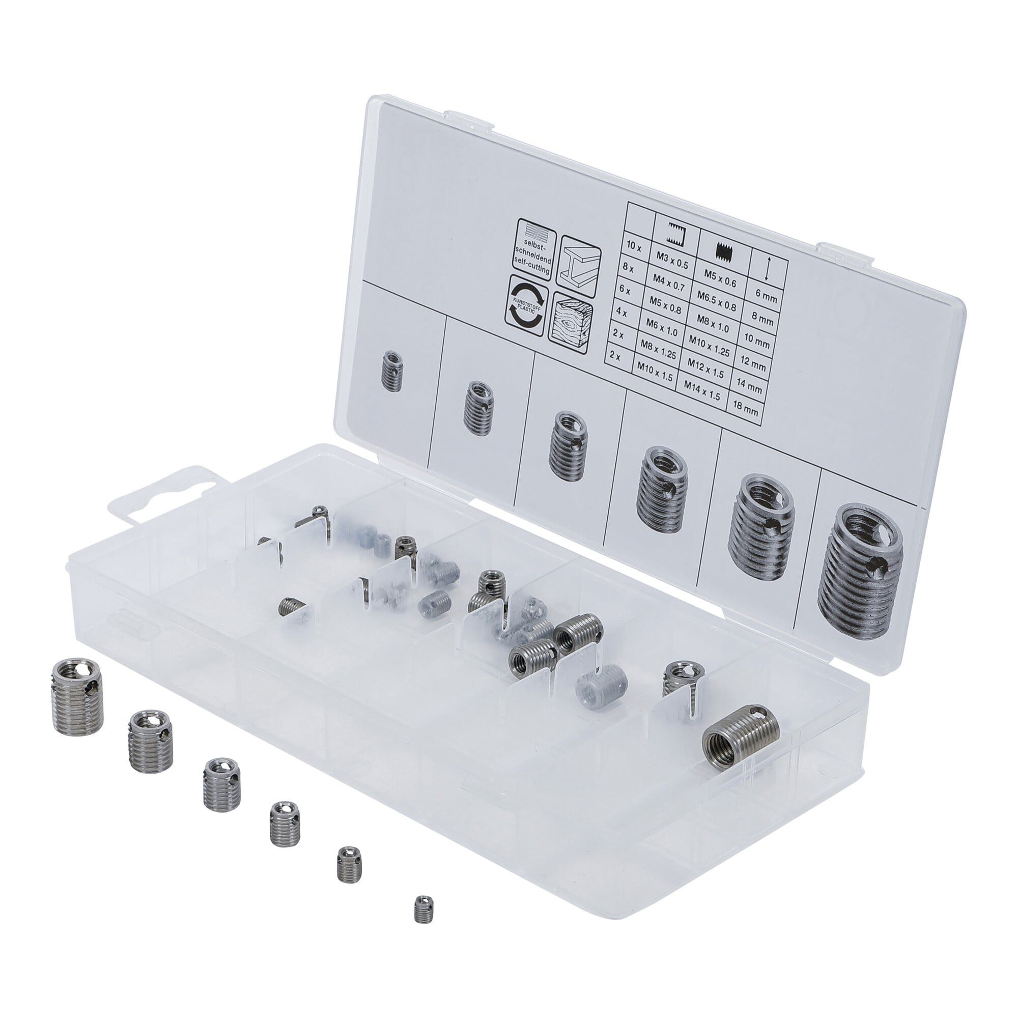 BGS technic Gewindeschneider BGS Gewindeeinsätze-Sortiment 6844, selbstschneidend, 32-tlg.