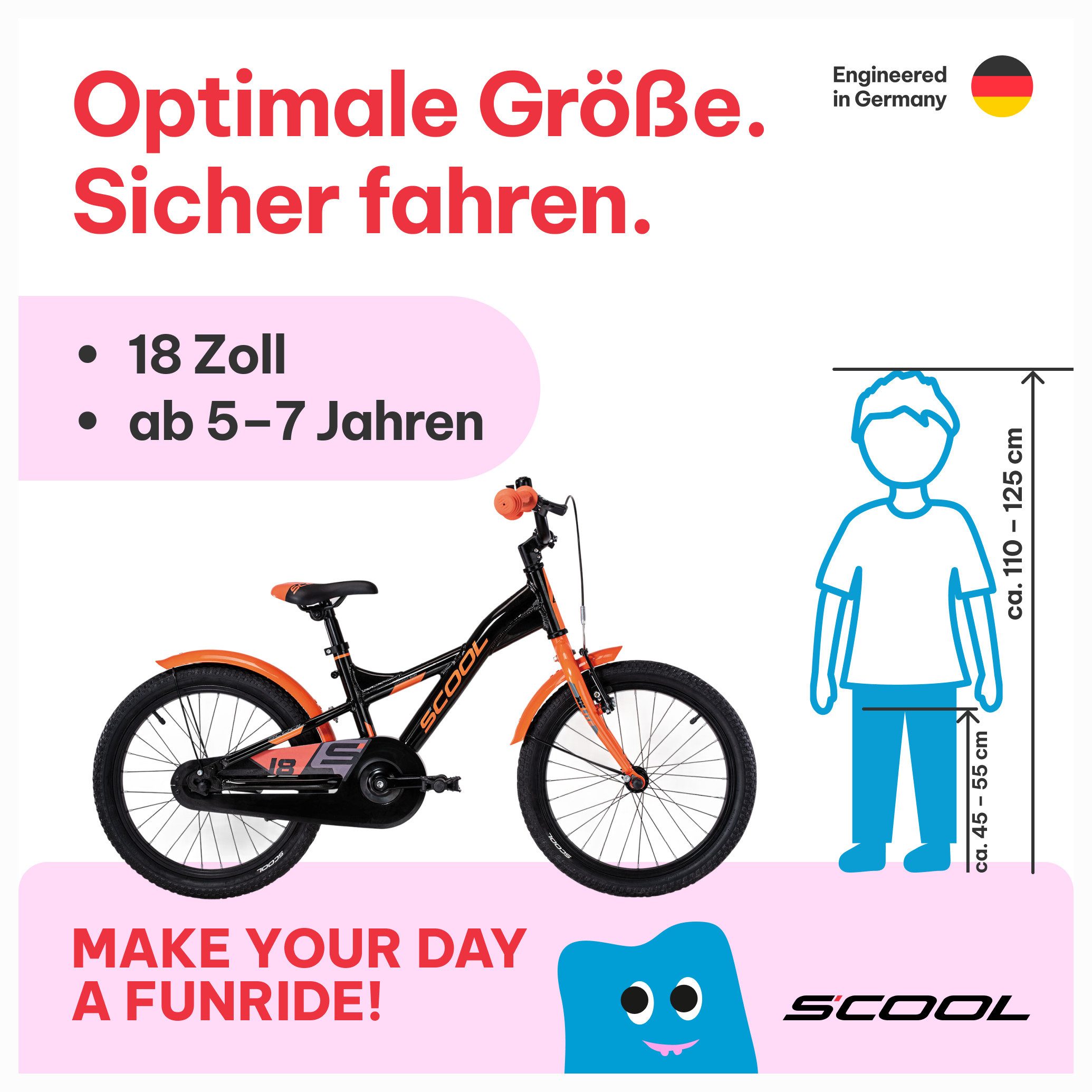 S’COOL Kinderfahrrad XXlite, 1 Gang, 12 / 16 / 18 Zoll