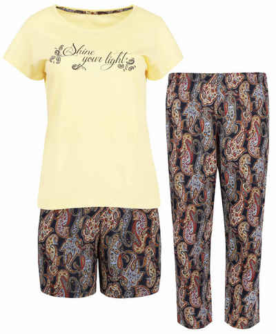 Sarcia.eu Schlafanzug Dreiteiliges Pyjama aus Baumwolle mit gemusterter Hose CORNETTE XL