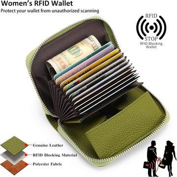 SENDEFN Geldbörse (Kleine Vintage-Geldbörse für Damen, Damen-Geldbörse mit RFID-Schutz), mit Langlebiges Leder, großzügige Kapazität, kompakte Größe