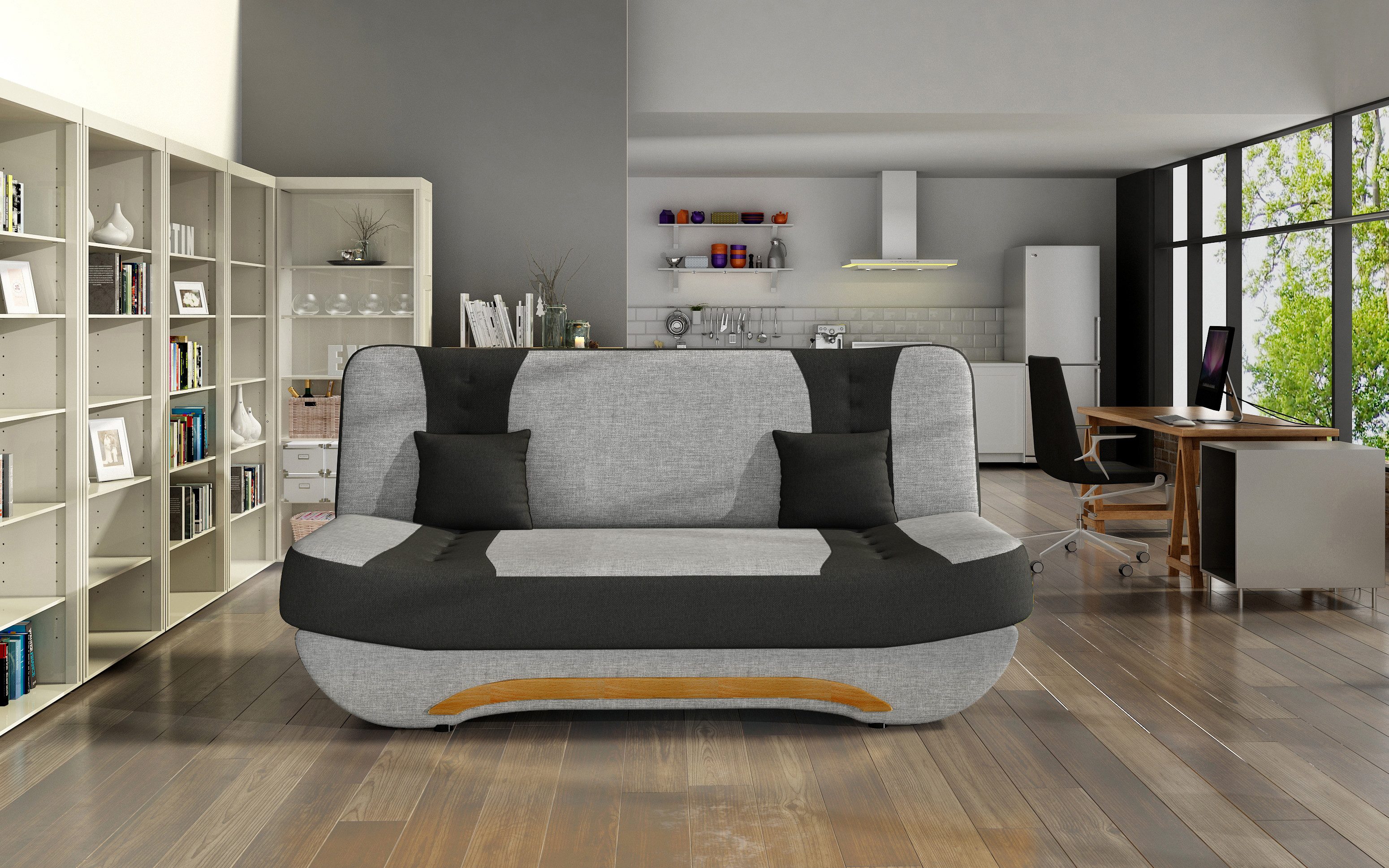 MOEBLO Schlafsofa FEBA, Couch für Wohnzimmer Sofagarnitur Polstersofa Kippsofa Klappsofa Click-Clack, mit Schlaffunktion und Bettkasten