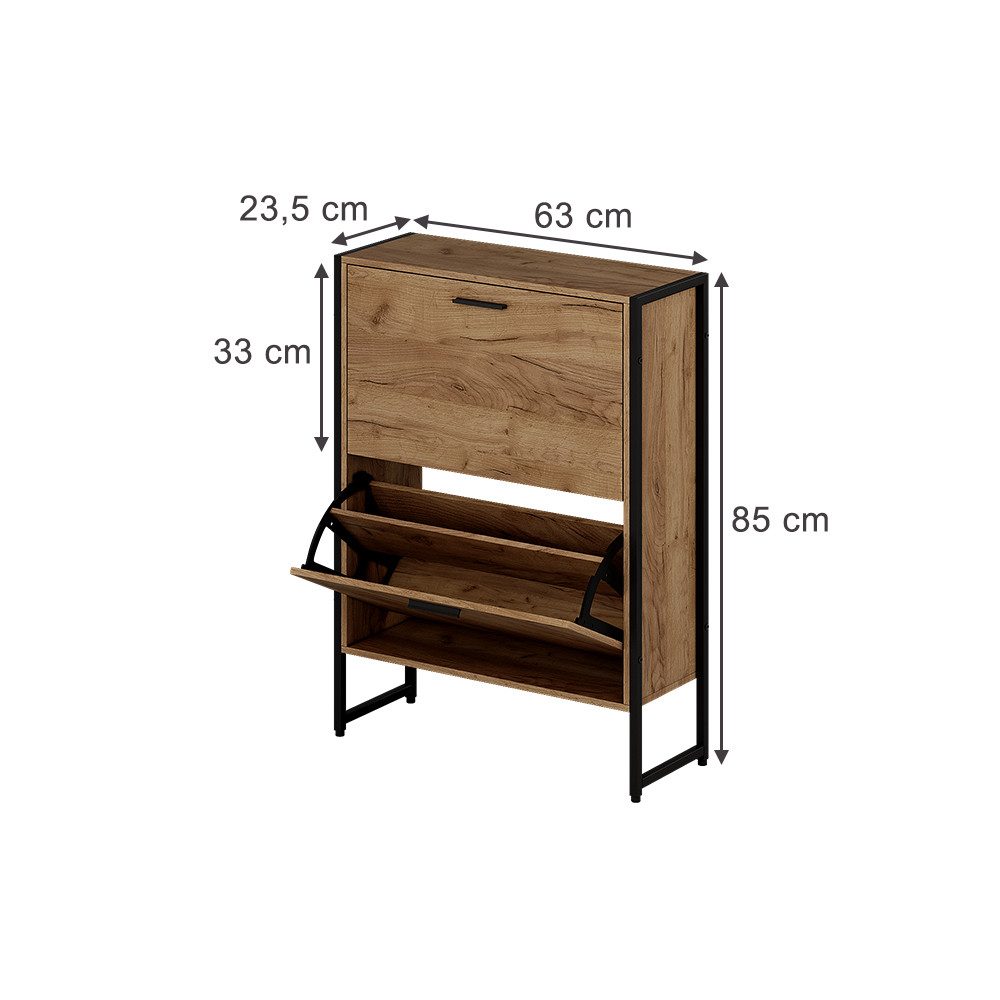 Vicco Schuhkipper Folda, Goldkraft Eiche/Schwarz/Schwarz, 63 x 83 cm mit 2 Kippfächern (1 St)