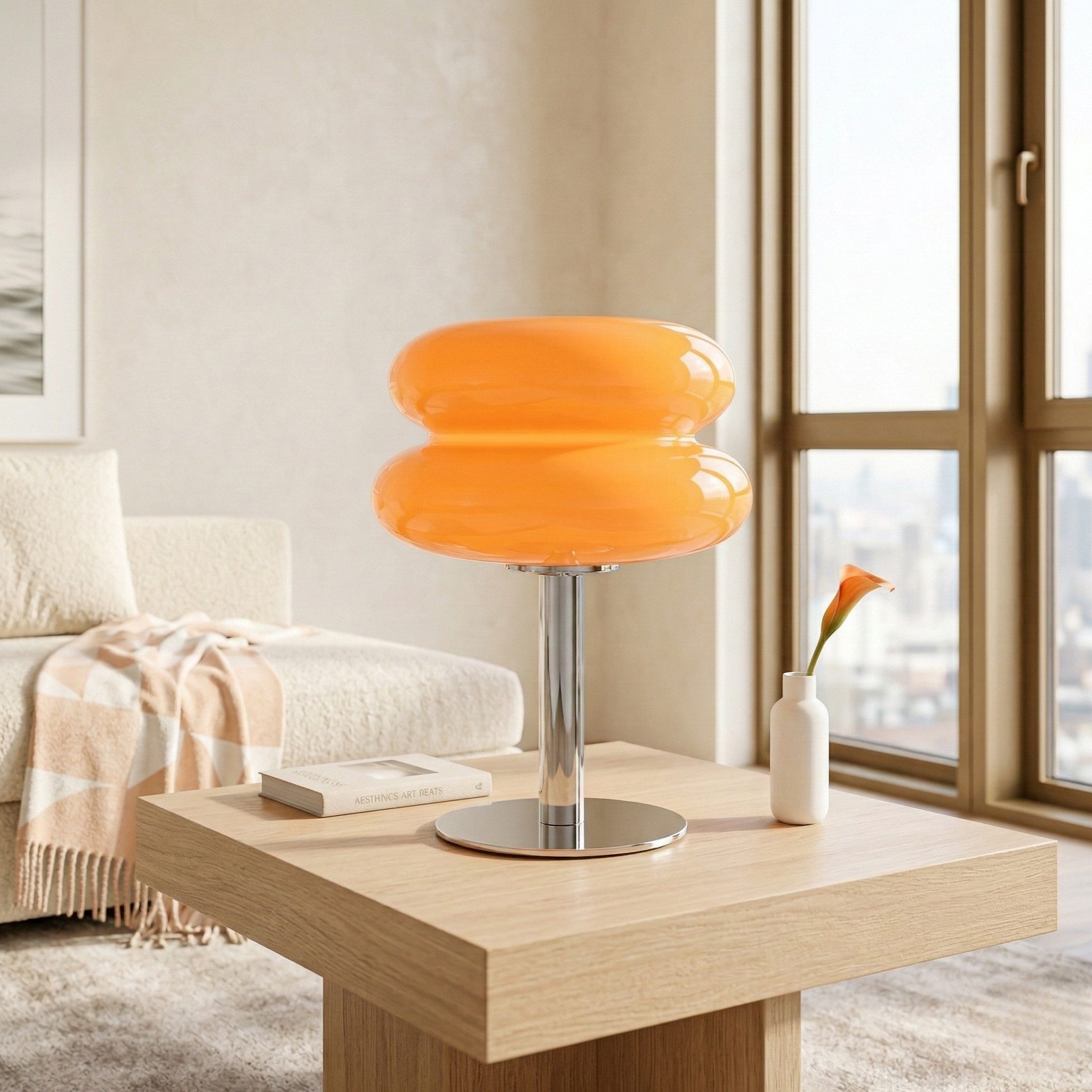 Norvéa Home LED Nachttischlampe dimmbare Tischlampe aus Glas, LED fest integriert, Farbwechsler, Kaltweiß, Neutralweiß, Warmweiß, dimmbar via integriertem Controller, LED-Technologie