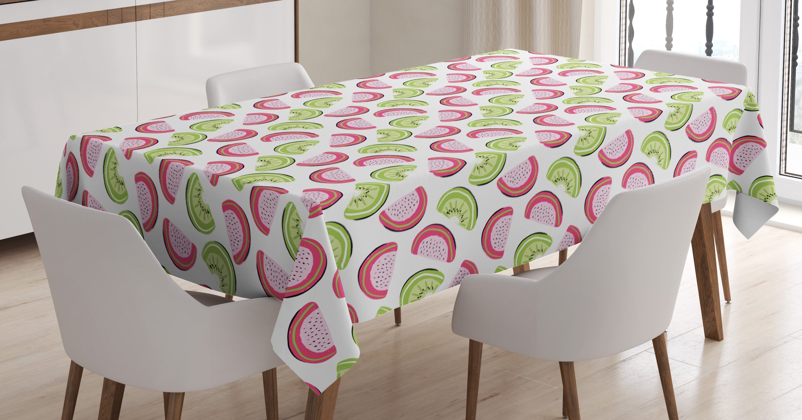 Abakuhaus Tischdecke Farbfest Waschbar Für den Außen Bereich geeignet Klare Farben, Melone Zusammenfassung Kiwi und Wassermelone