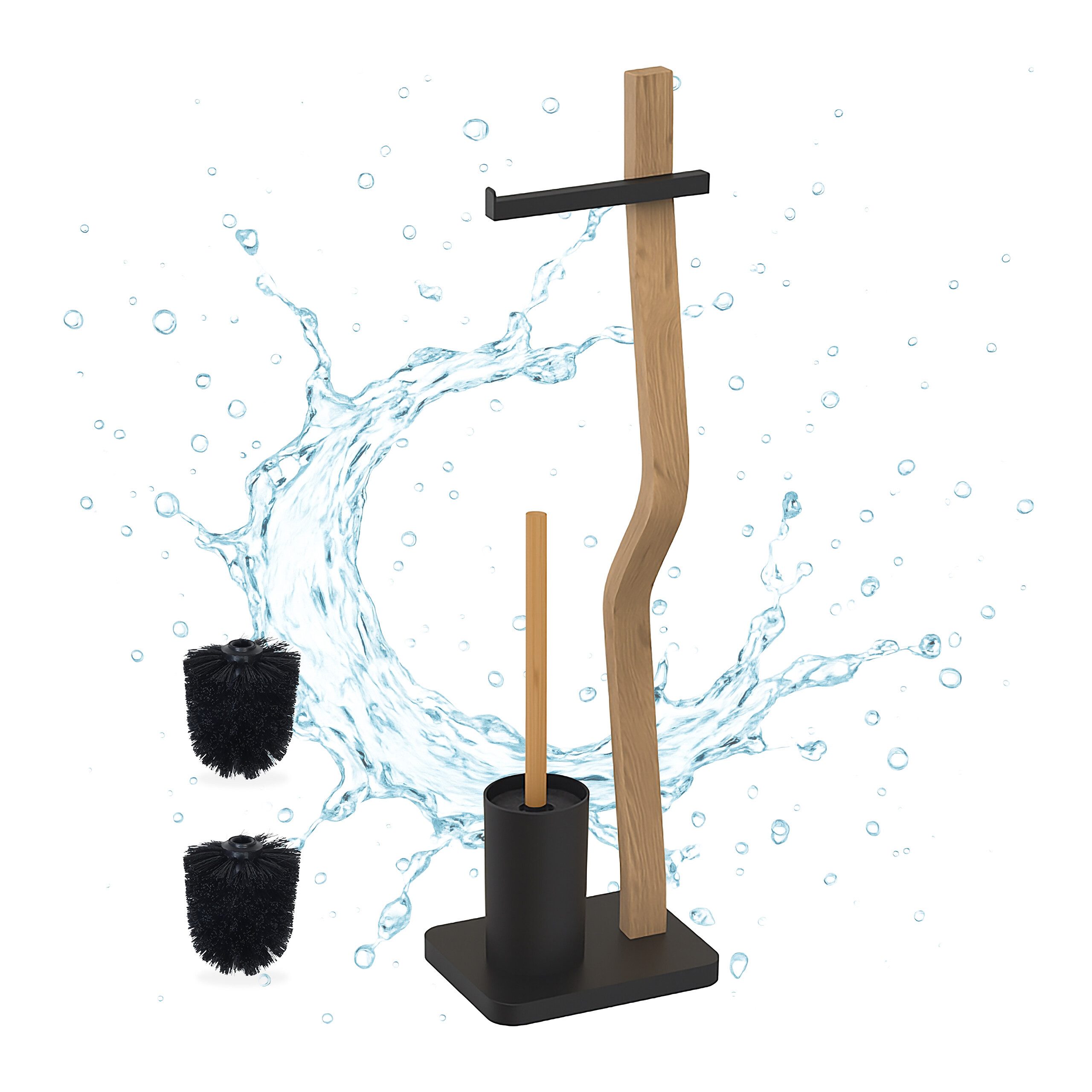 relaxdays WC-Garnitur Holz & Metall, schwarz günstig online kaufen