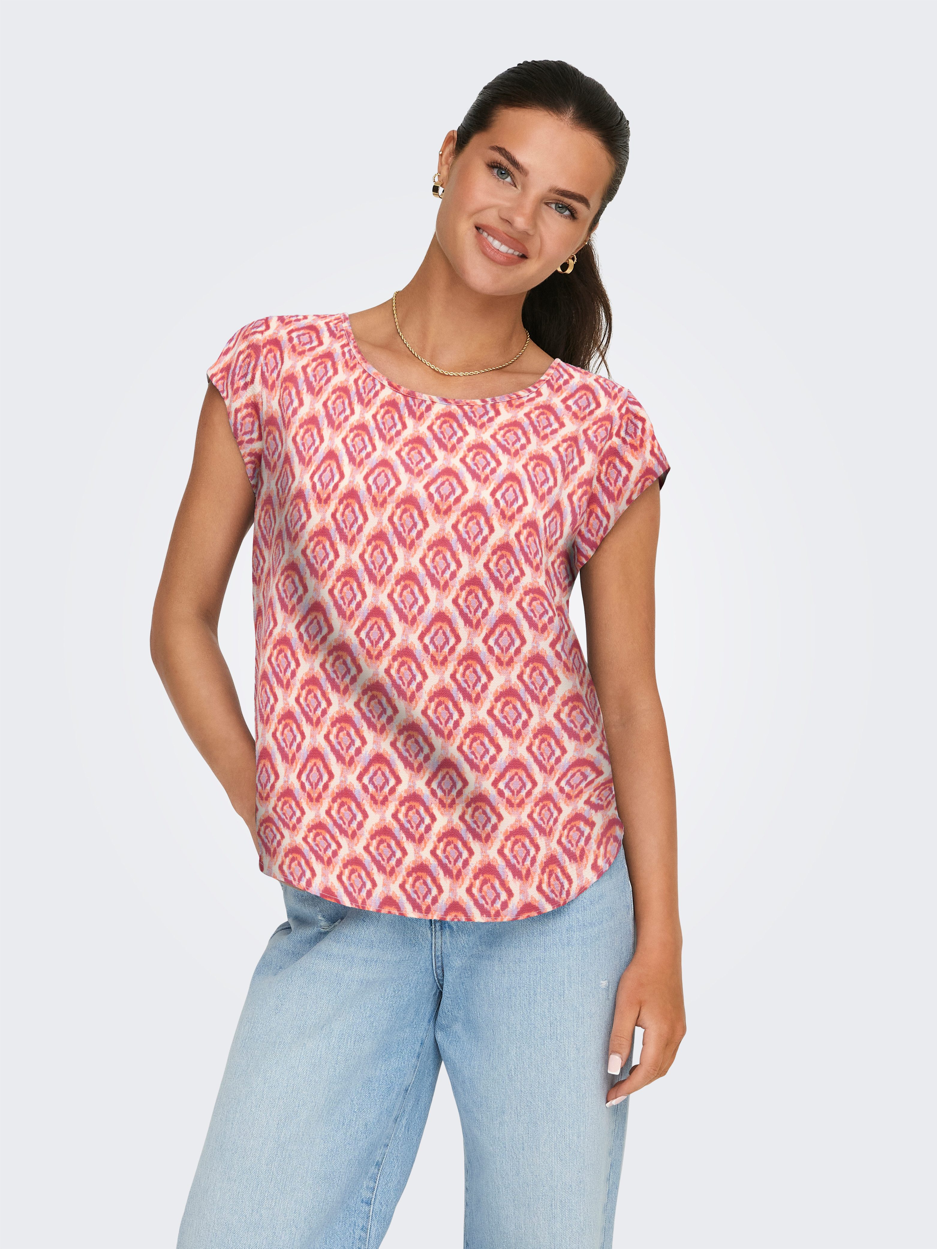 ONLY Shirtbluse ONLVIC S/S AOP TOP NOOS PTM mit Allover Druck