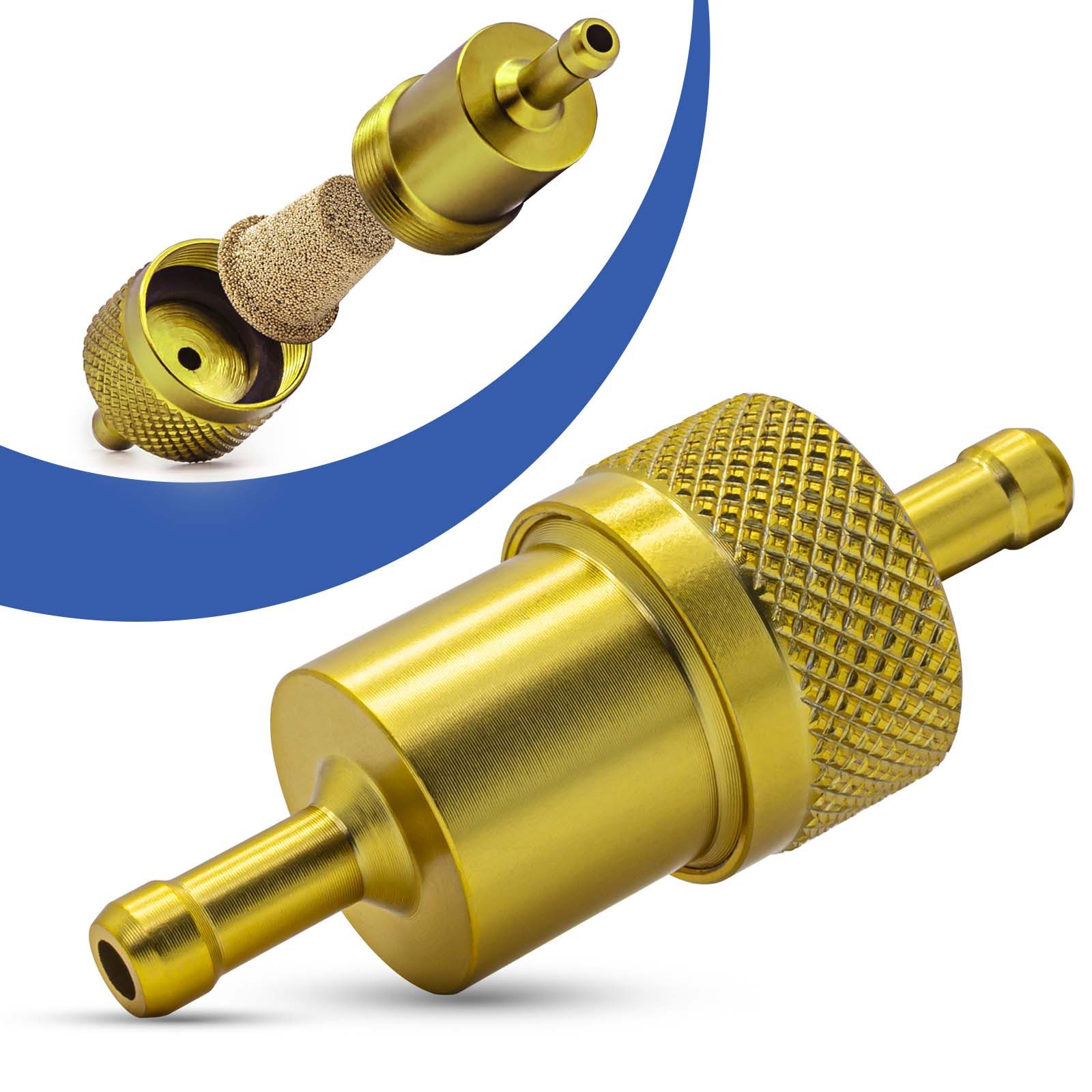 Adapter Universe Kraftstoff-Filterkopf Kraftstofffilter 7mm Aluminium Benzinfilter KFZ Auto Gold
