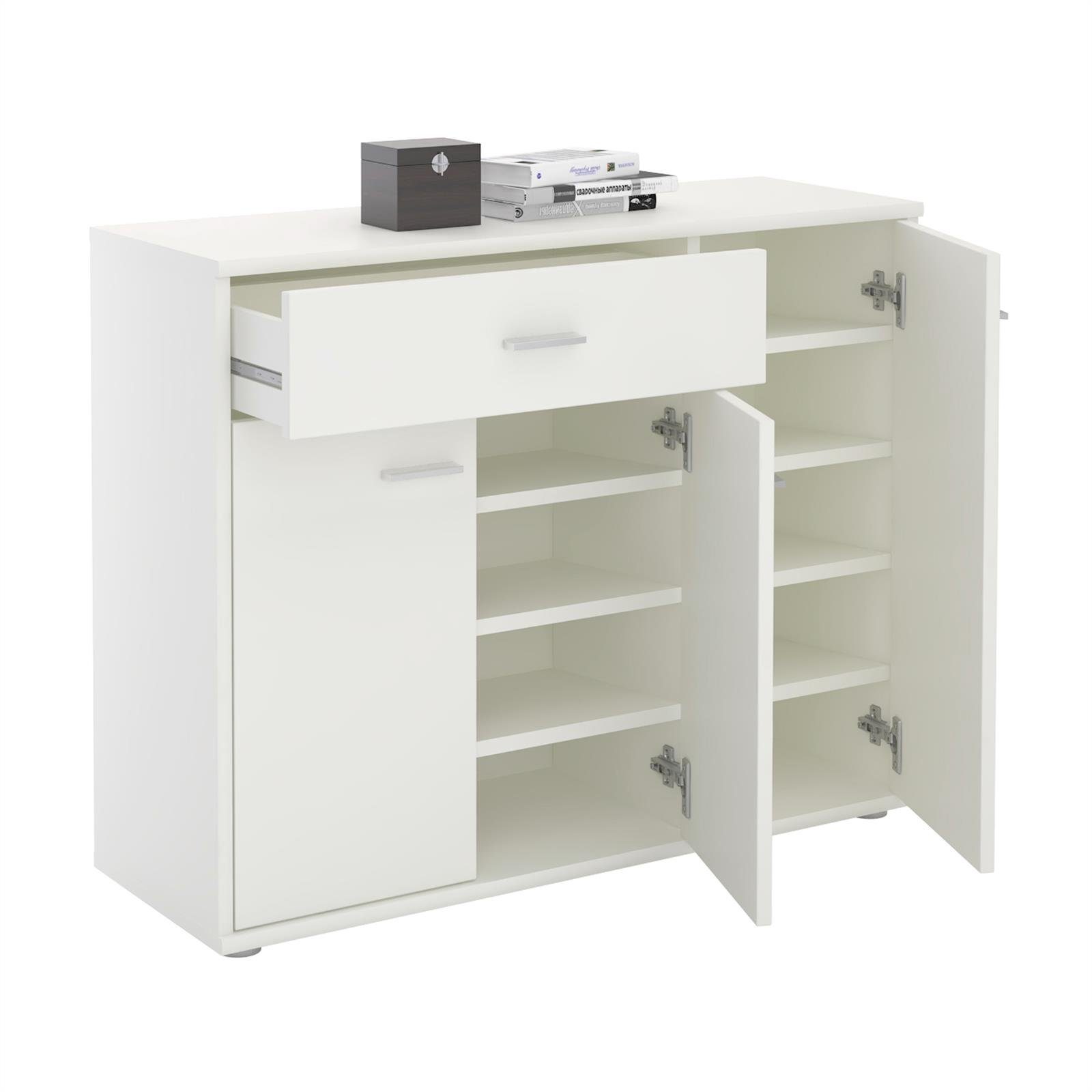 CARO-Möbel Schuhschrank DEUSTO Schmale Flurkommode mit Schublade und 3 Türe günstig online kaufen