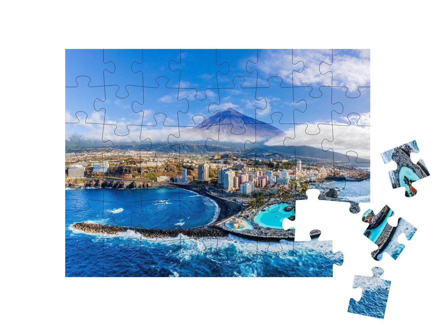 de Puzzleteile, puzzleYOU Insel Teide, & Teneriffa, la Vulkan puzzleYOU-Kollektionen Cruz, 48 Atlantik, Teneriffa, Puzzle Puerto Meer