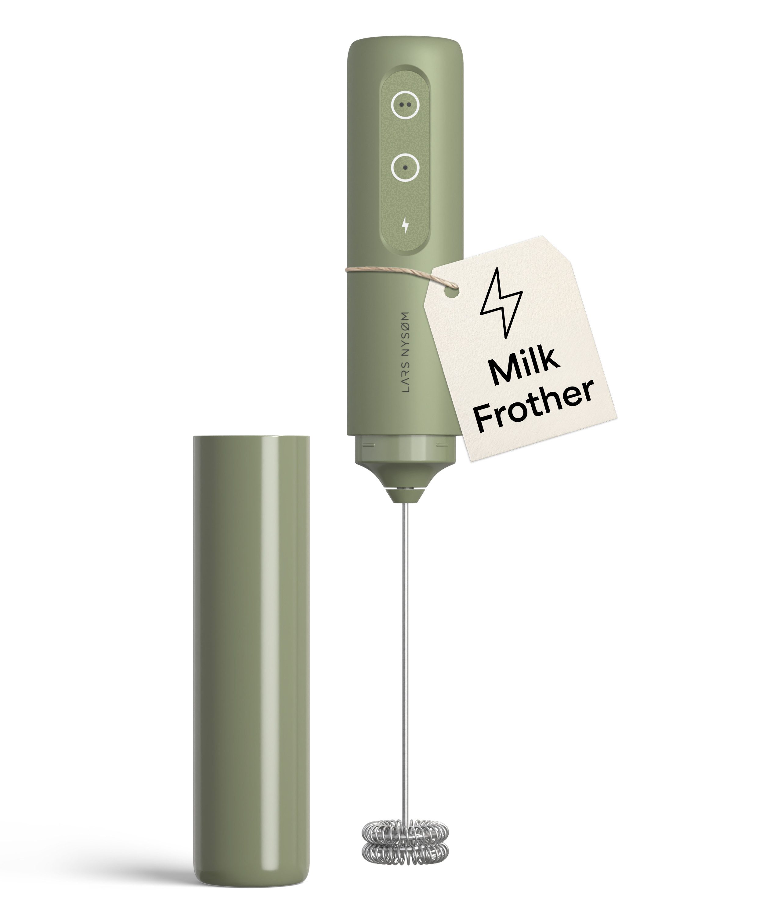 LARS NYSØM Milchaufschäumer Hæve, 1.5 W, elektrischer Milchaufschäumer mit USB-C Akku & 2 Stufen, Milchschäumer