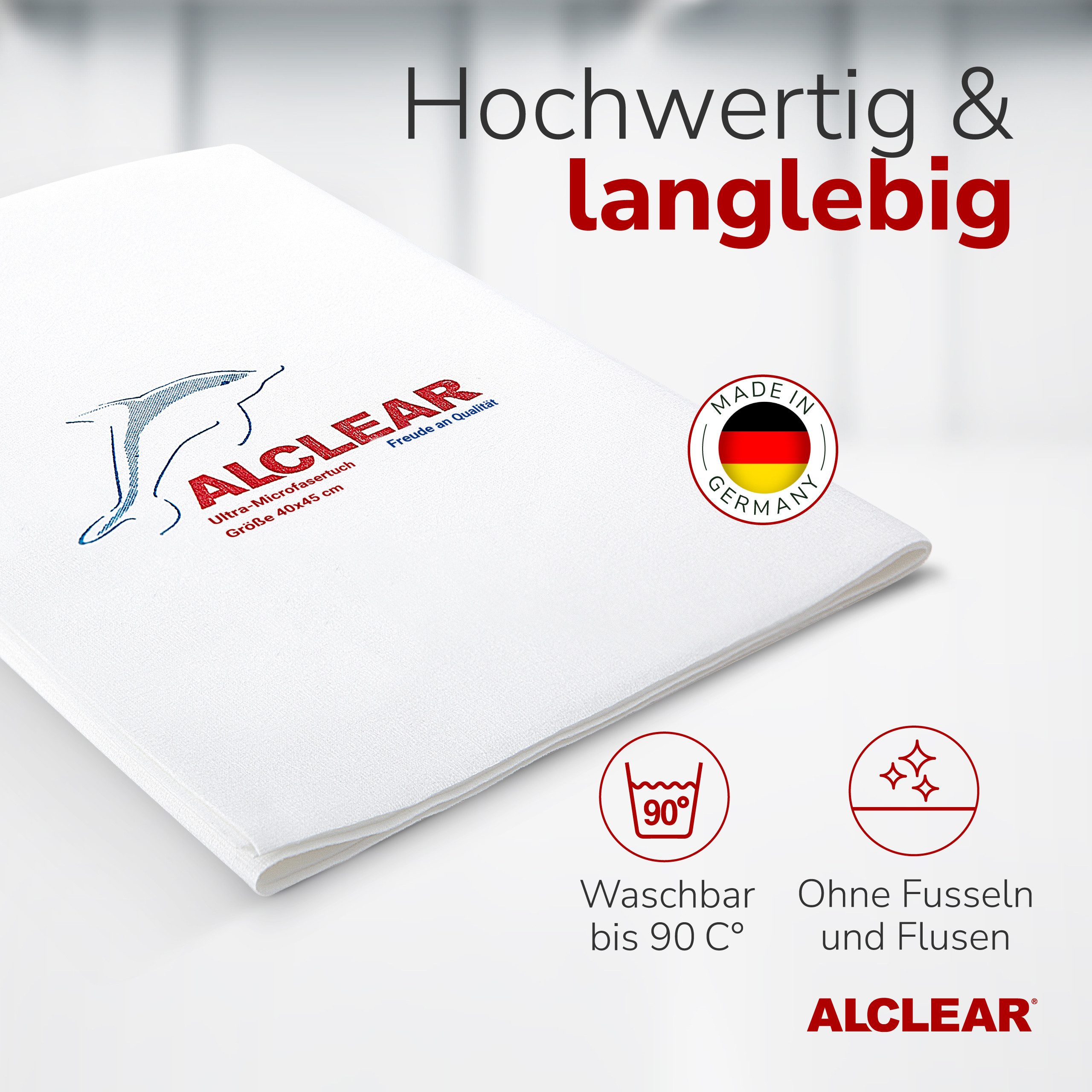 ALCLEAR 950001_5 Ultra-Microfaser Fenstertuch streifenfrei 40x45 cm Mikrofasertuch (70% Polyester, 30% Polyamid, 40x45 cm) – Bild 5 von 5