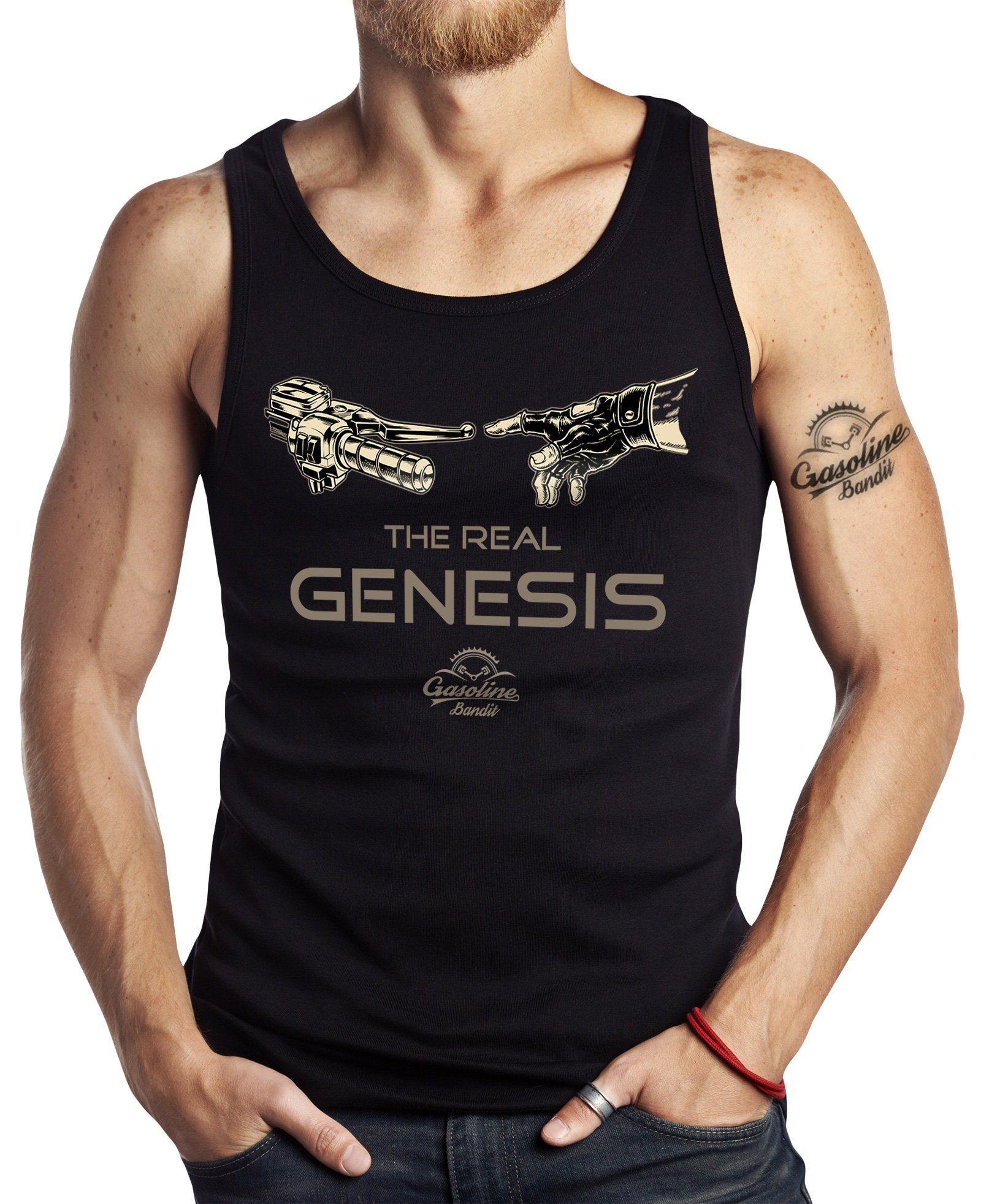GASOLINE BANDIT® Tanktop für Biker, Racer, Motorrad Fans: The Real Genesis