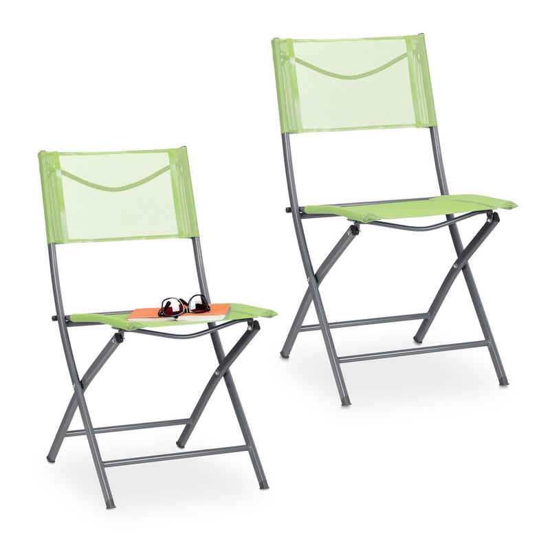 relaxdays Klappstuhl Klappbarer Gartenstuhl 2er Set grün