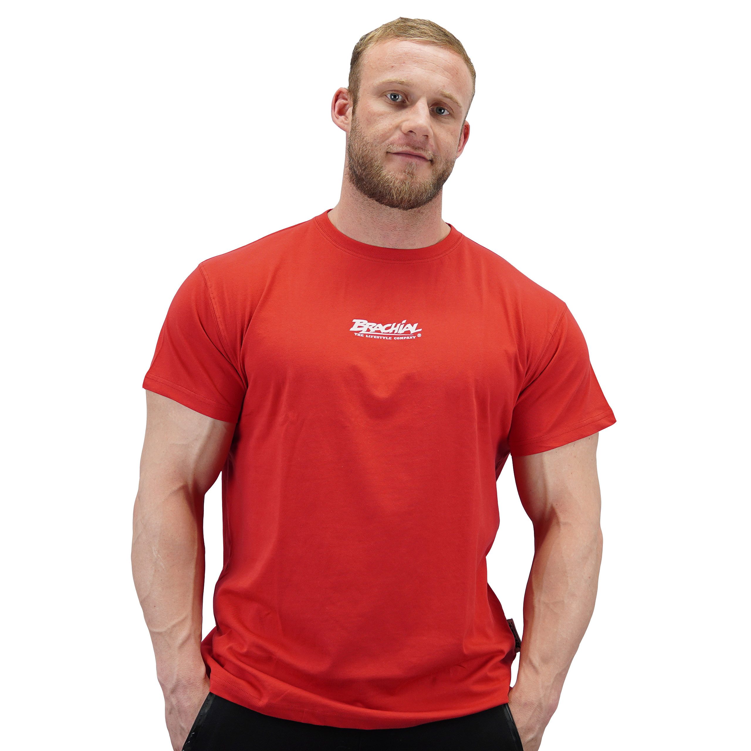 BRACHIAL THE LIFESTYLE COMPANY T-Shirt Brachial T-Shirt "Middle" rot/weiß