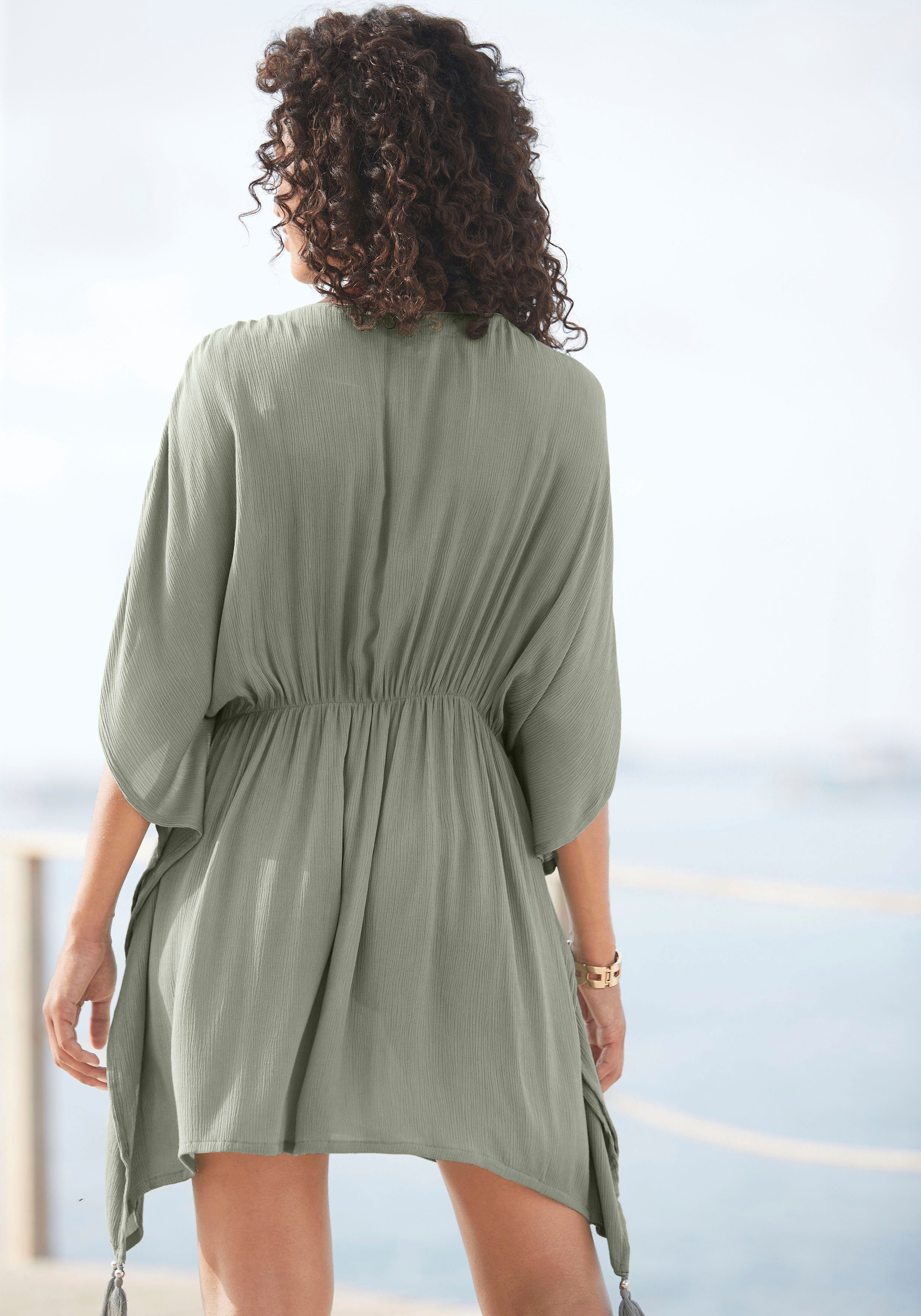 LASCANA Tunika aus gekreppter Viskose, Blusenkleid, Strandmode, transparent