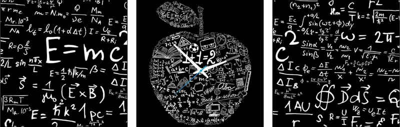 Conni Oberkircher´s Bild »Blackboard - Abstrakte Kunst Mathematik«, Zeichen (Set), mit dekorativer Uhr, Zahlen, Formeln