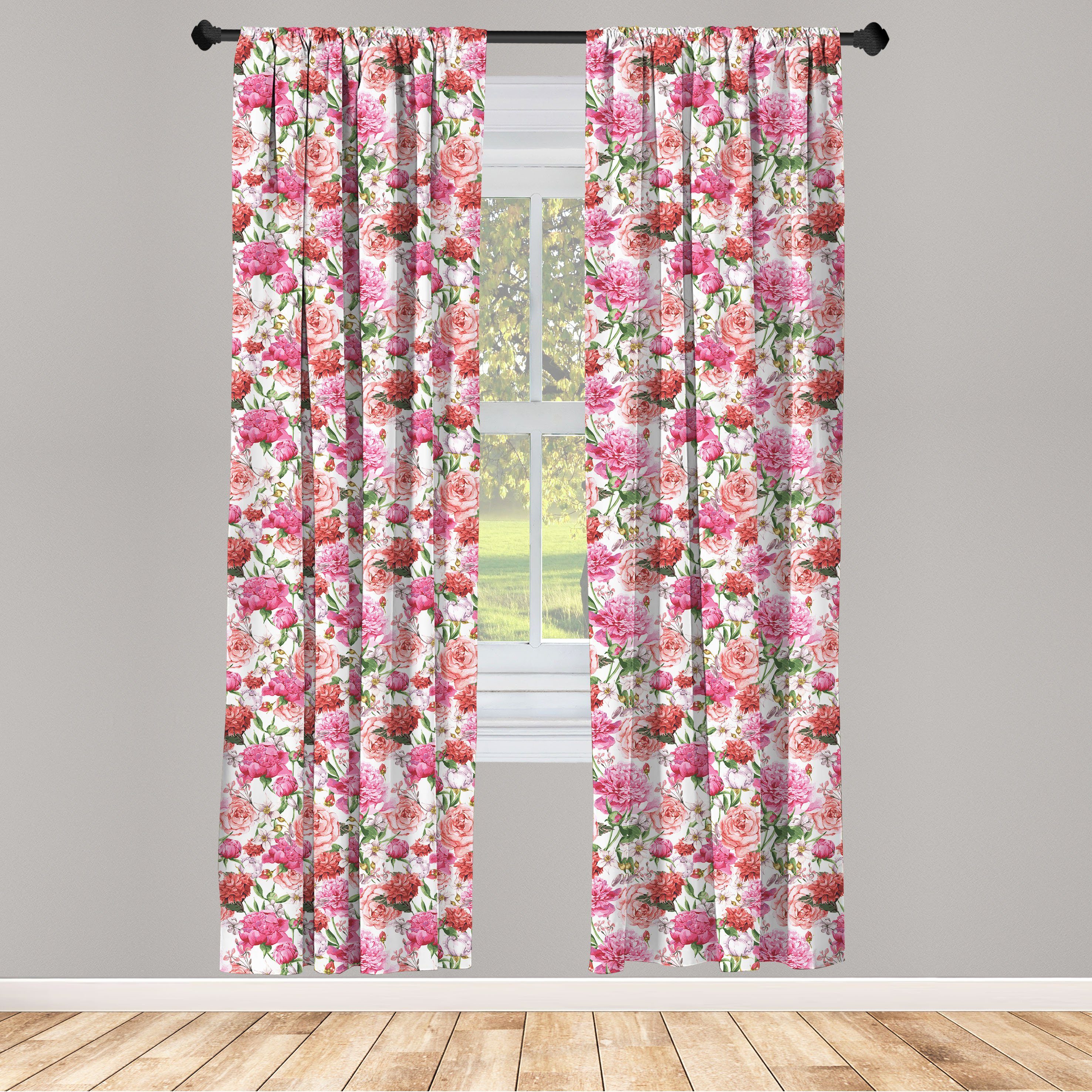 Gardine Vorhang für Wohnzimmer Schlafzimmer Dekor, Abakuhaus, Microfaser, Shabby Chic Spring Garden Roses