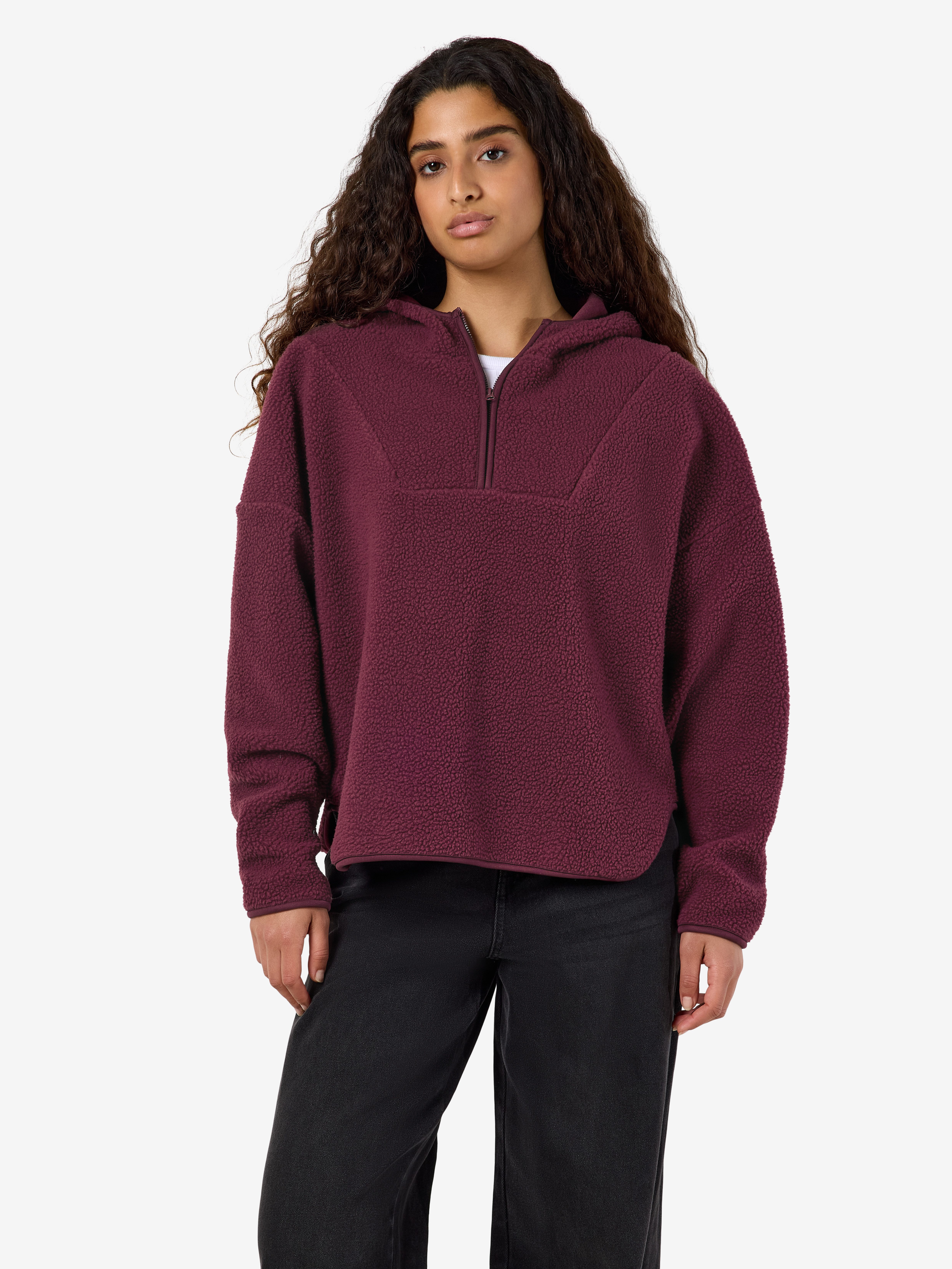 Noisy may Fleecepullover NMCOZY L/S HALFWAY ZIP SWEATER JRS NOOS Polyester, relaxed fit