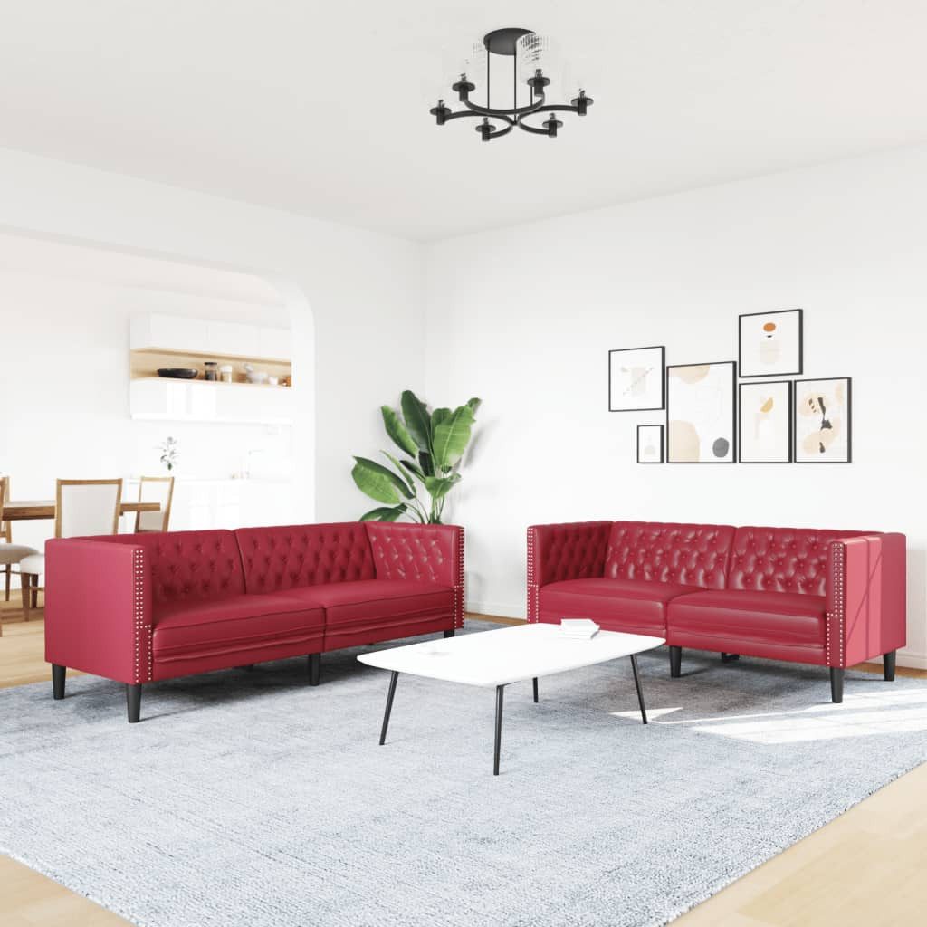 vidaXL Sofa 2-tlg. Chesterfield-Sofa-Set Weinrot Kunstleder günstig online kaufen