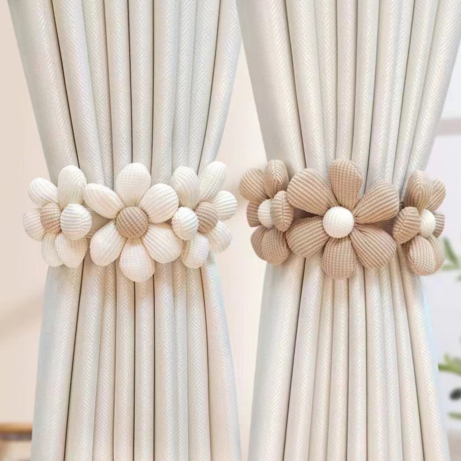 BYSURE Raffhalter, (2-tlg), Gewebte Blumen, Elastische Vorhang Binder, Boho günstig online kaufen