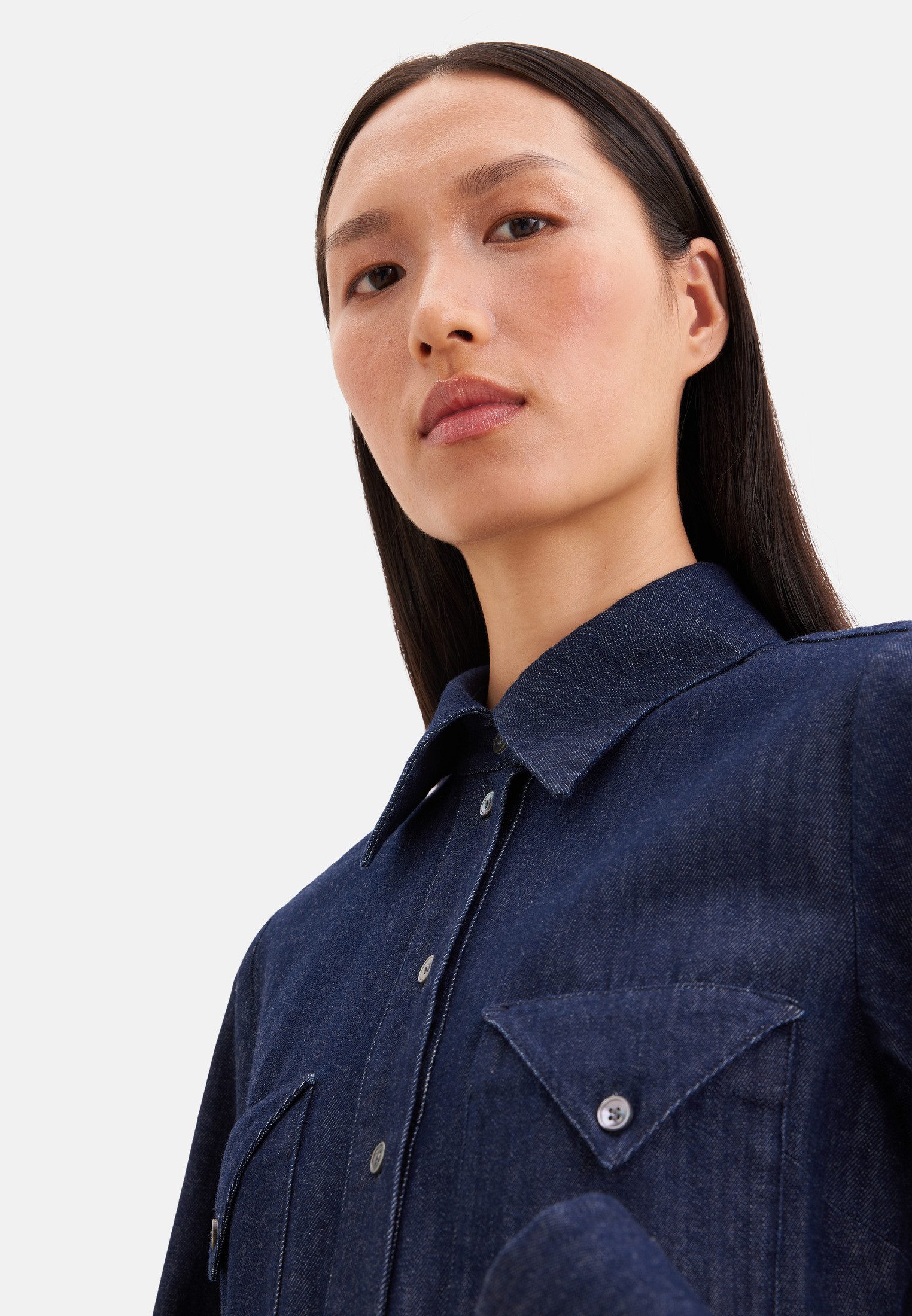 seidensticker Sommerkleid 1/1 Kragen Denim