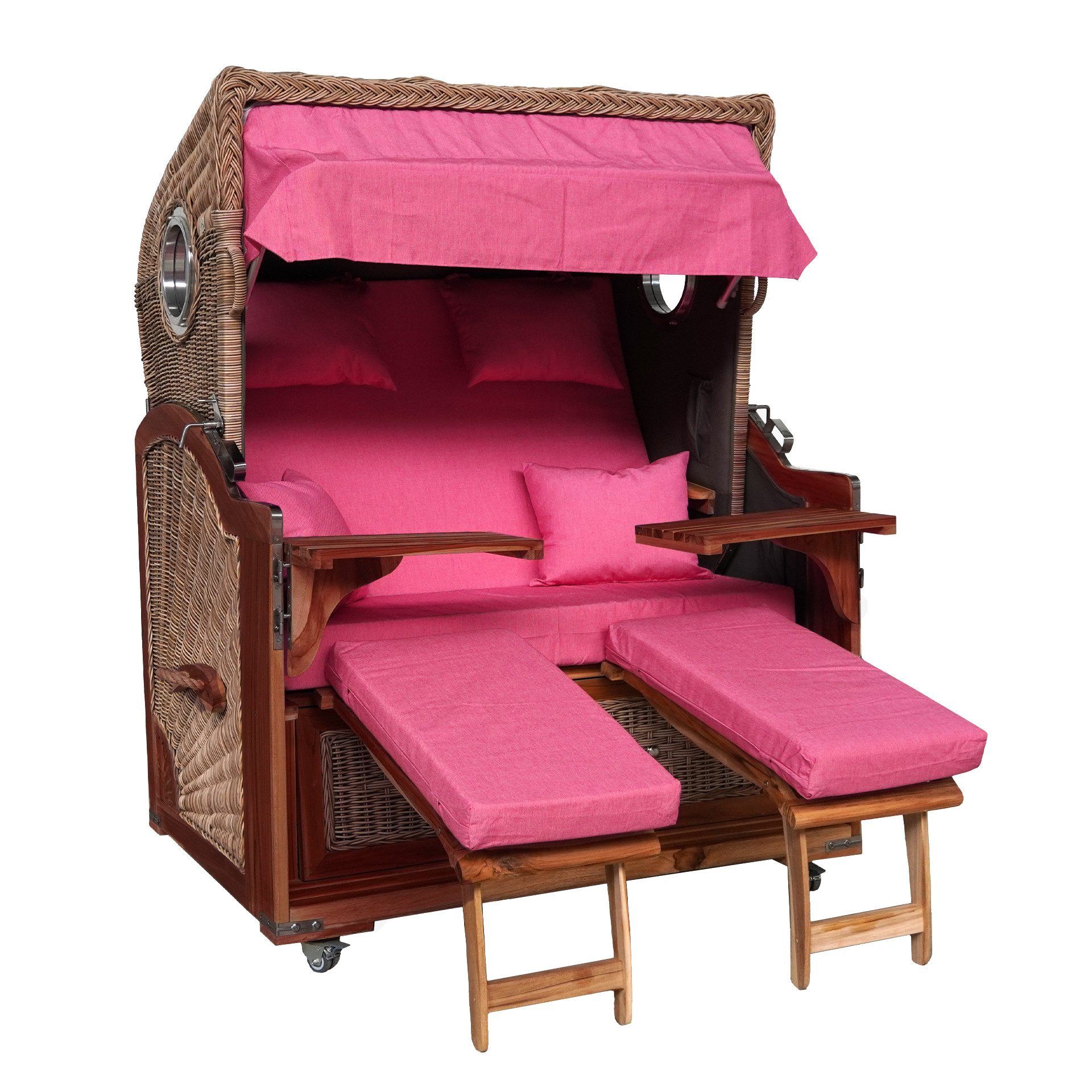 WebaVita Strandkorb Webavita Strandkorb Bali aus massivem rotbraunem Hartholz Rosa, BxTxH: 136x95x160 cm, Strandkorb