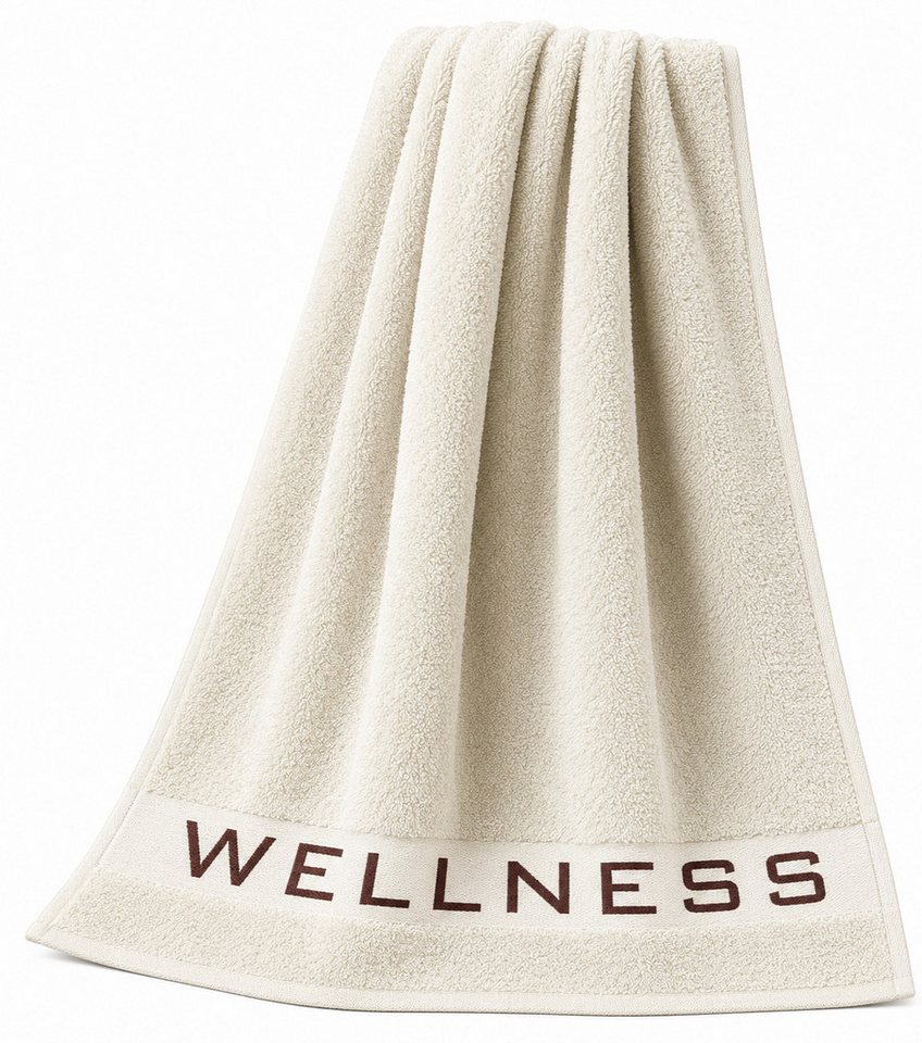 heimtexland Saunatuch Wellness Sauna Handtuch Badetuch Walkfrottier, Walkfrottee (Stück, 1-St), Jacquard Bordüre, weich und saugstark, Duschtuch, 70x180 cm