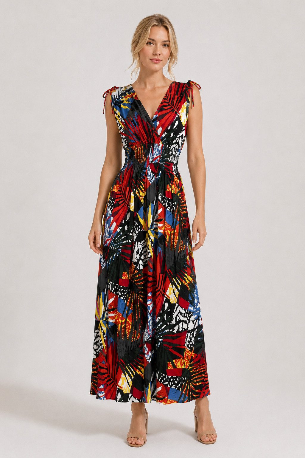 ITALY VIBES Sommerkleid - sommerliches Viskose Maxikleid mit Tropical Print für Damen