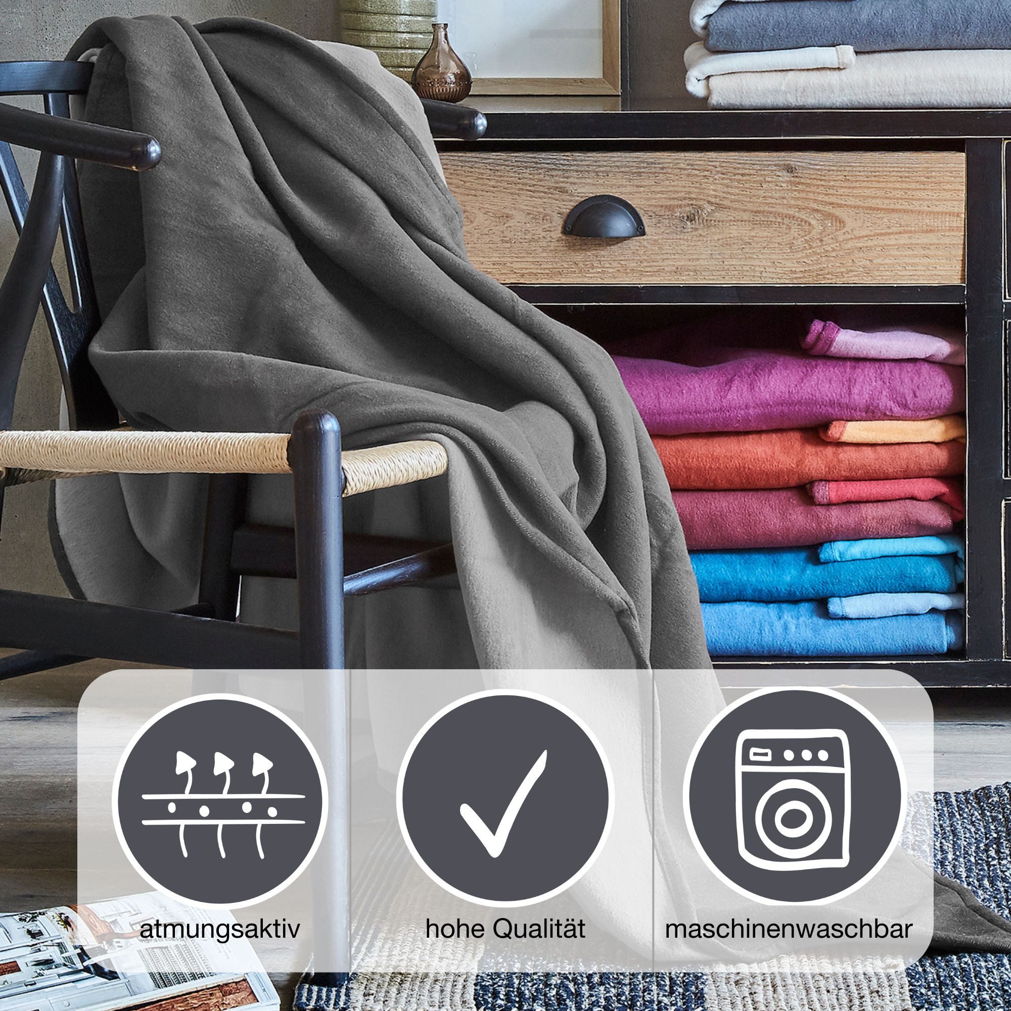 Wohndecke Cotton Pur, IBENA, in trendigen günstig online kaufen