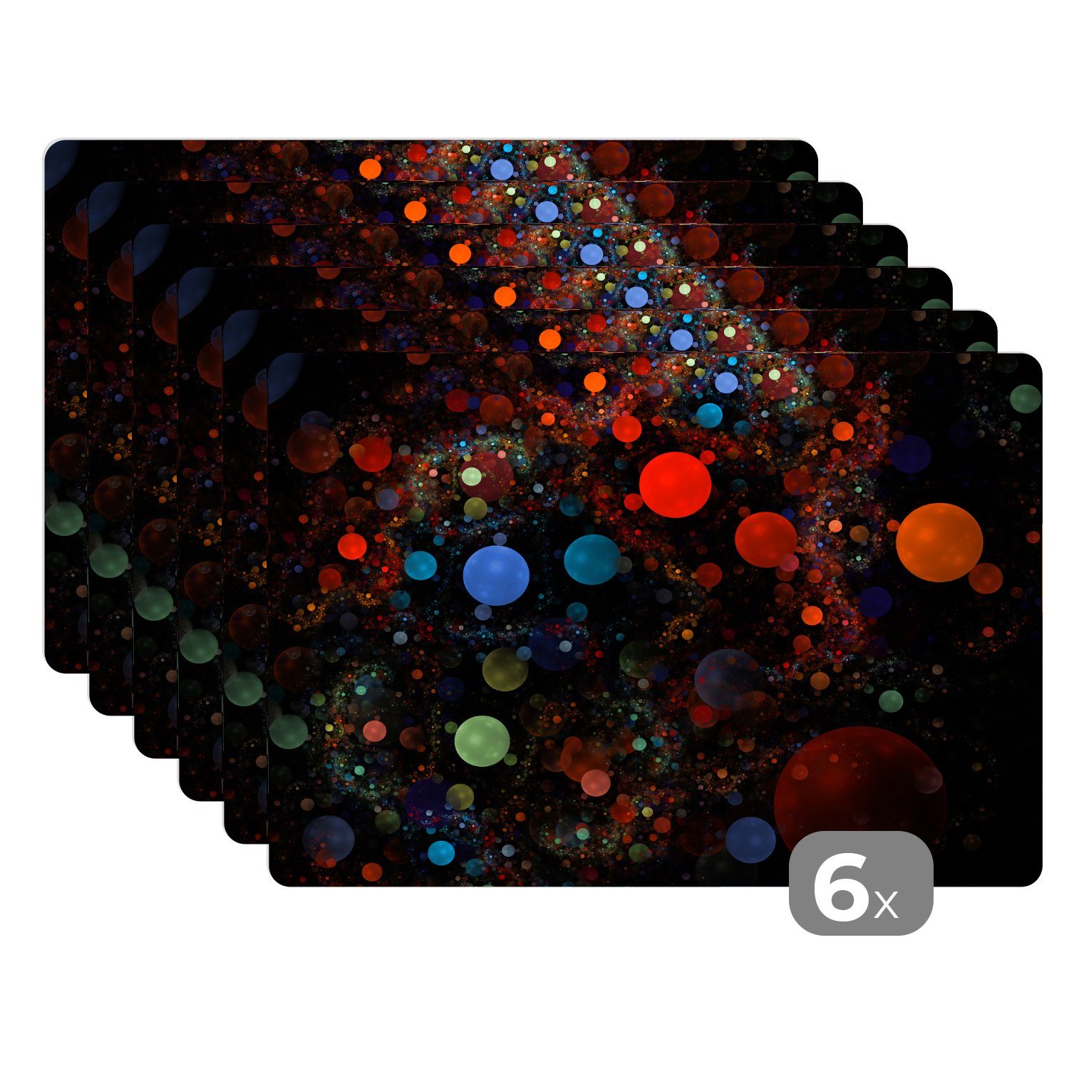 Platzset, Kreis - Muster - Farben - Schwarz, MuchoWow, (6-St), Platzset, Platzdecken, Platzmatte, Tischmatten, Schmutzabweisend