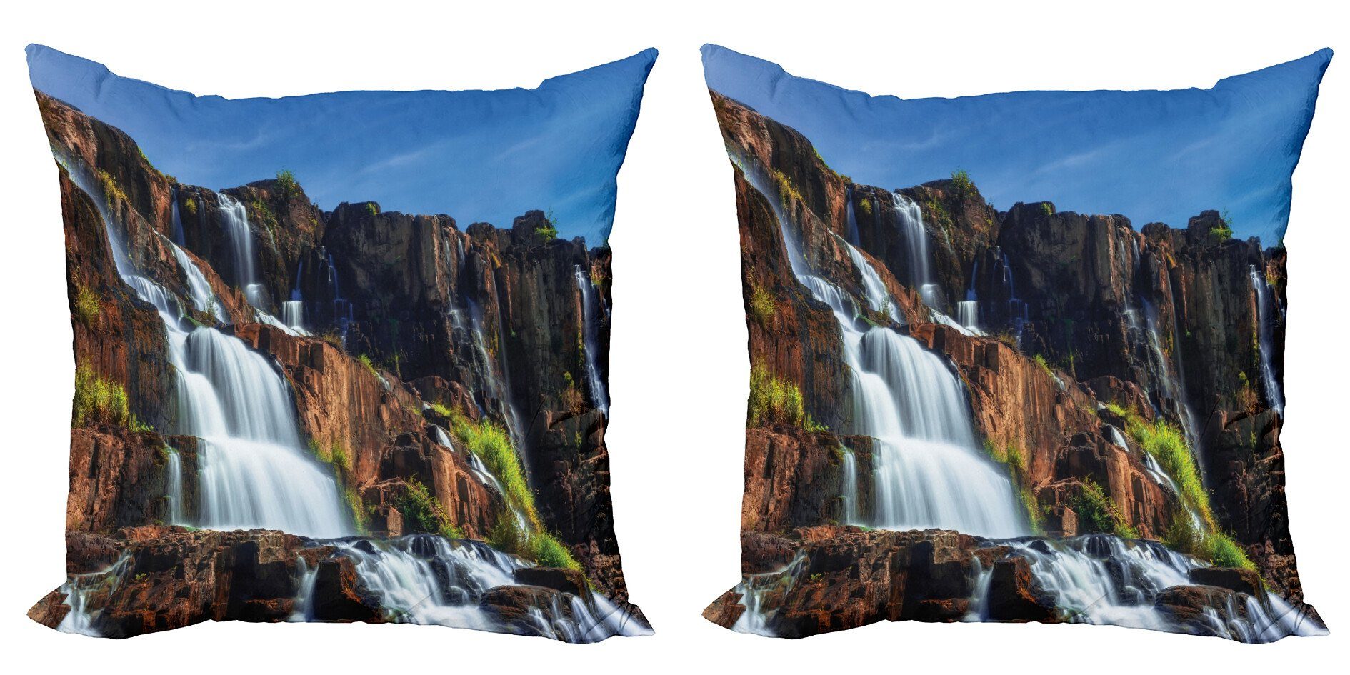 Kissenbezüge Modern Accent Doppelseitiger Digitaldruck, Abakuhaus (2 Stück), Regenwald Pongour Wasserfall Exotic