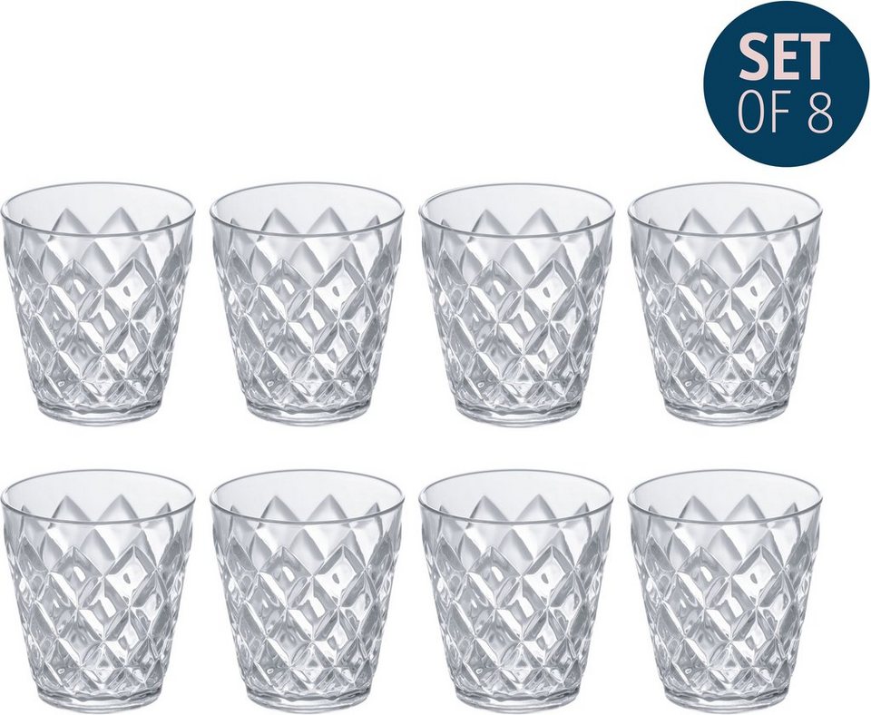 KOZIOL Gläser-Set CRYSTAL S, Kunststoff, recycelbar, made in Germany, CO2  neutrale Produktion, 8-teilig, 250 ml