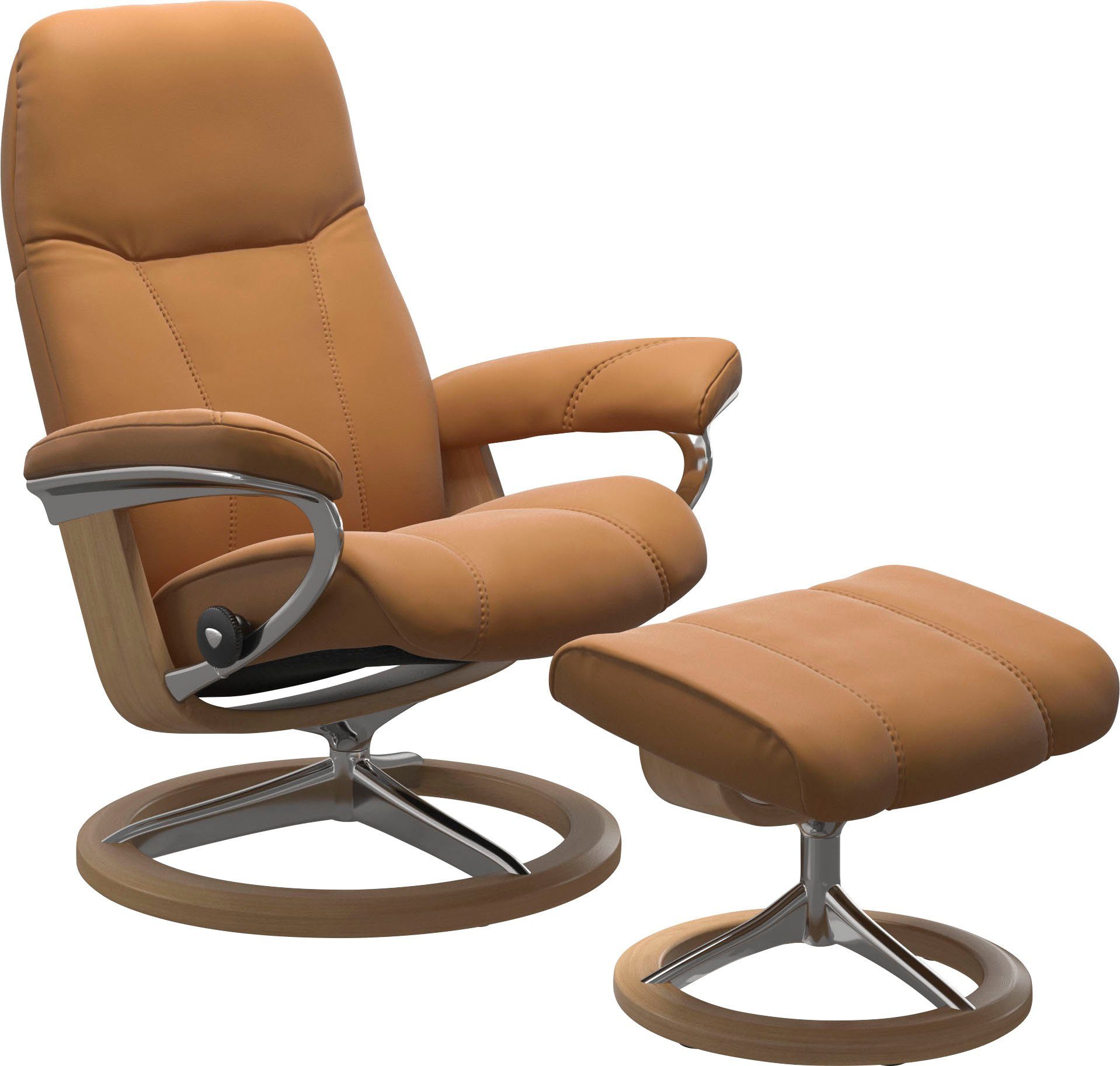 Stressless® Relaxsessel Consul (Set, Relaxsessel mit Hocker), mit Hocker, mit Signature Base, Größe L, Gestell Eiche