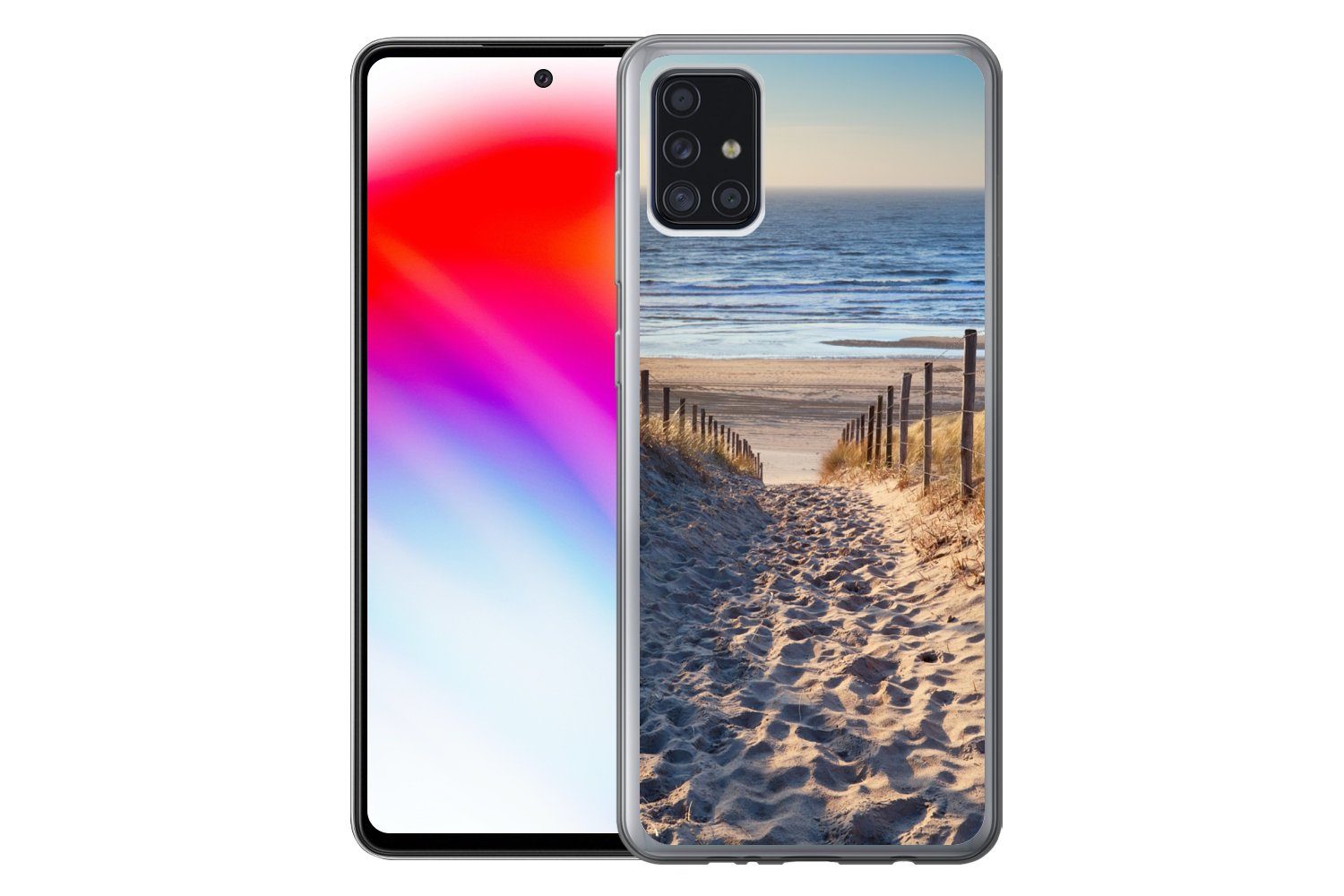 MuchoWow Handyhülle für Samsung Galaxy A52 5G Strand - Meer - Niederlande - Dünen - Sonne, Smartphone-Bumper, Print, Handy Schutzhülle Dünn