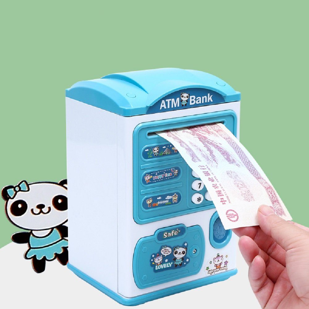 ATM-Maschine Spardose Kinder blau Spardose Intelligente Fingerabdruck Sparschwein autolock