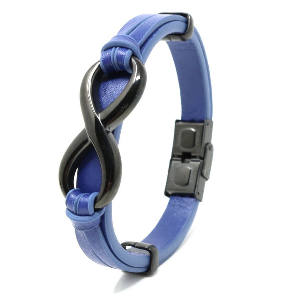 DALMARO.de Lederarmband Leder INFINITY Armband BLUE, inkl. Herren Armband Schmuckschachtel