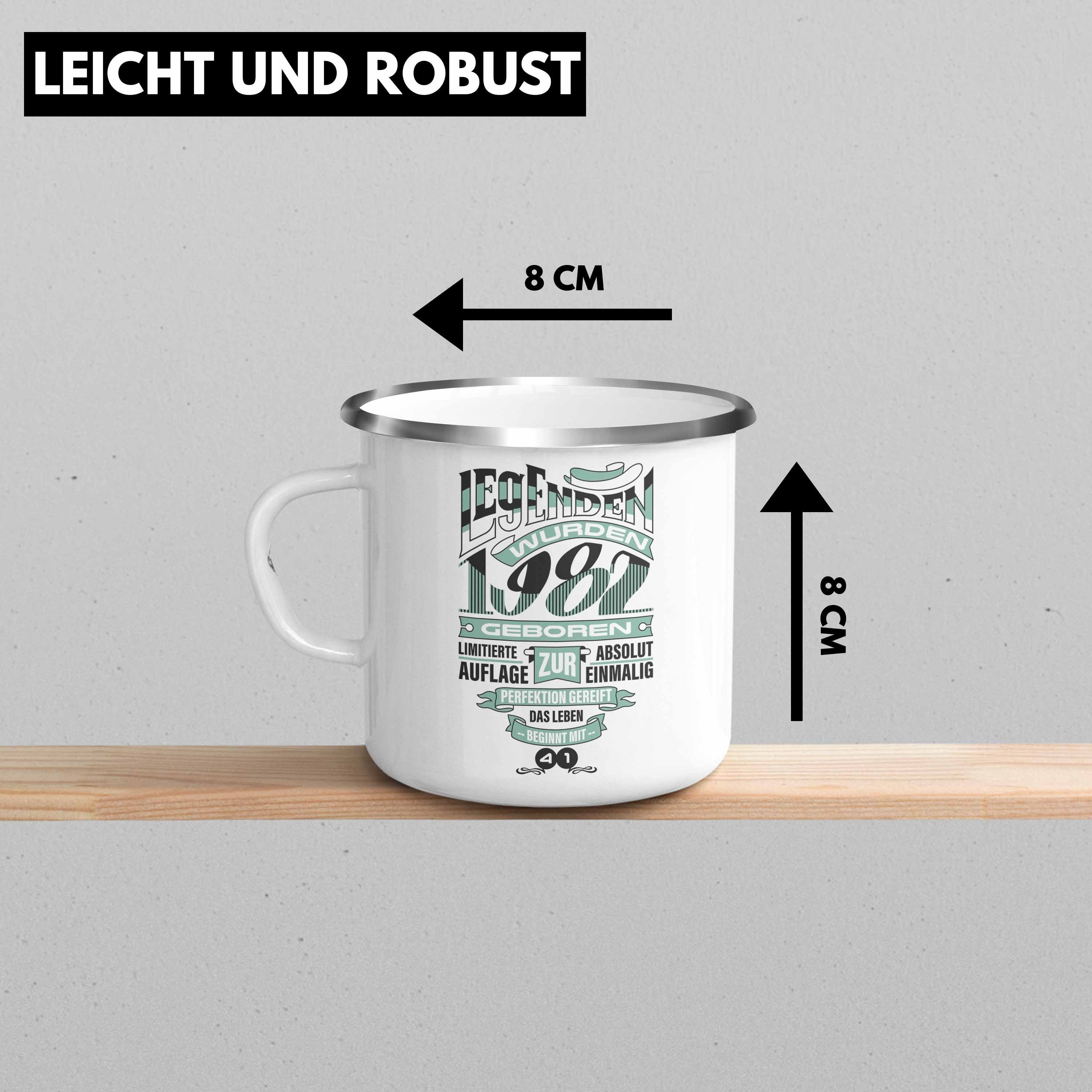 Geburtstag 40. Geschenk Thermotasse 40 Tasse Frau Emaille Geschenkidee Trendation Mutter 40er Trendation - Mann Silber Vater