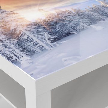 DEQORI Couchtisch 'Sonne über weißen Tannen', Glas Beistelltisch Glastisch modern