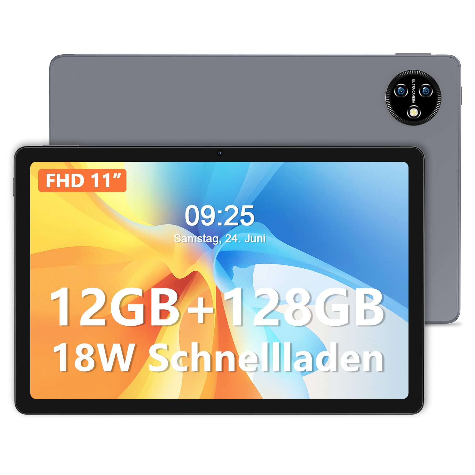 VASOUN M60, 8000 mAh Akku, 12GB RAM+128GB ROM, 8MP+13MP Tablet (11", Android 13, 2G, 3G, 4G, DC 9V/2A Schnellladung, Aluminiumlegierung, 0,6cm ultradünnes Design)