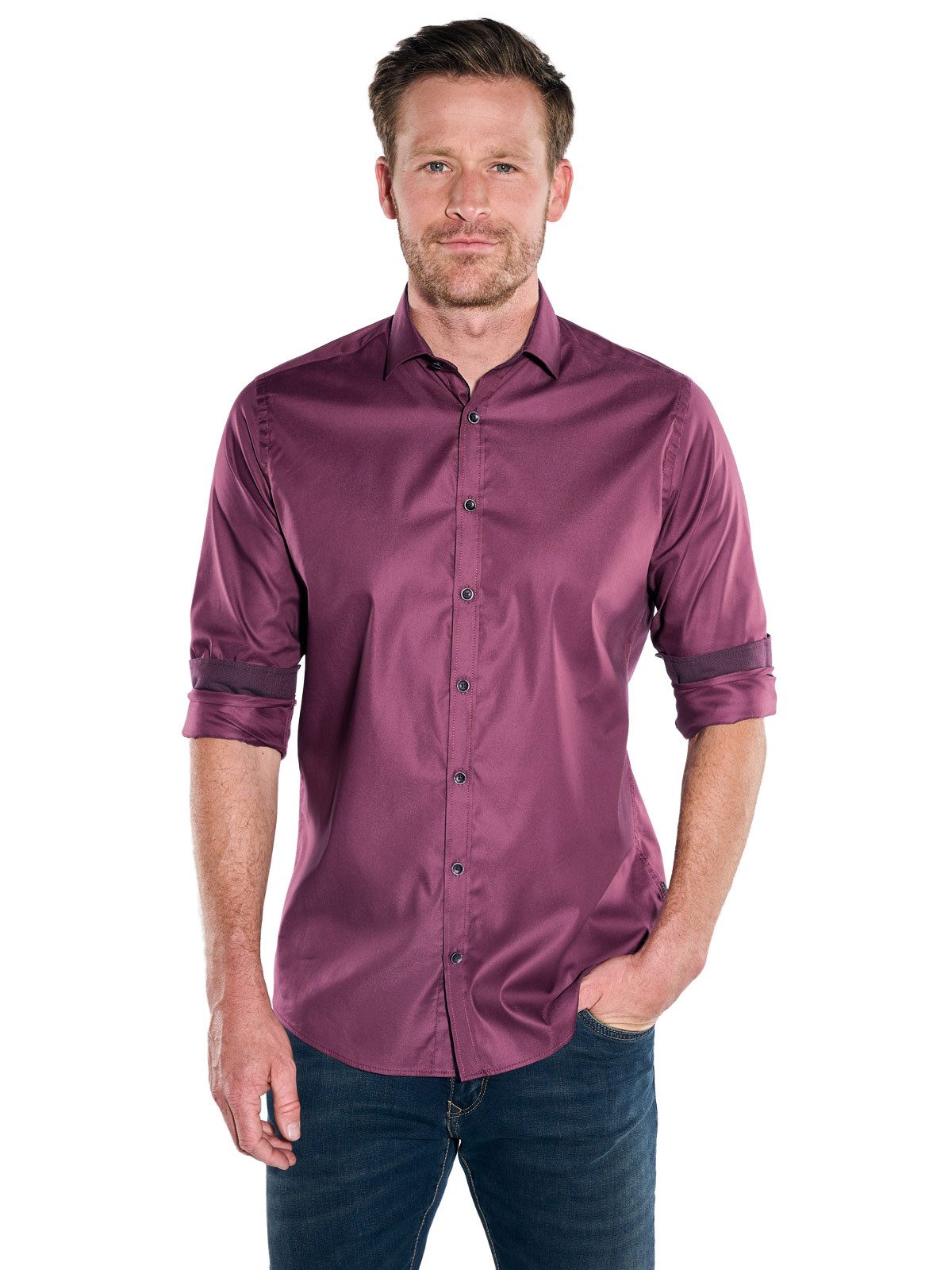 Engbers Langarmhemd Herren Hemd "My Favorite", Bordeaux