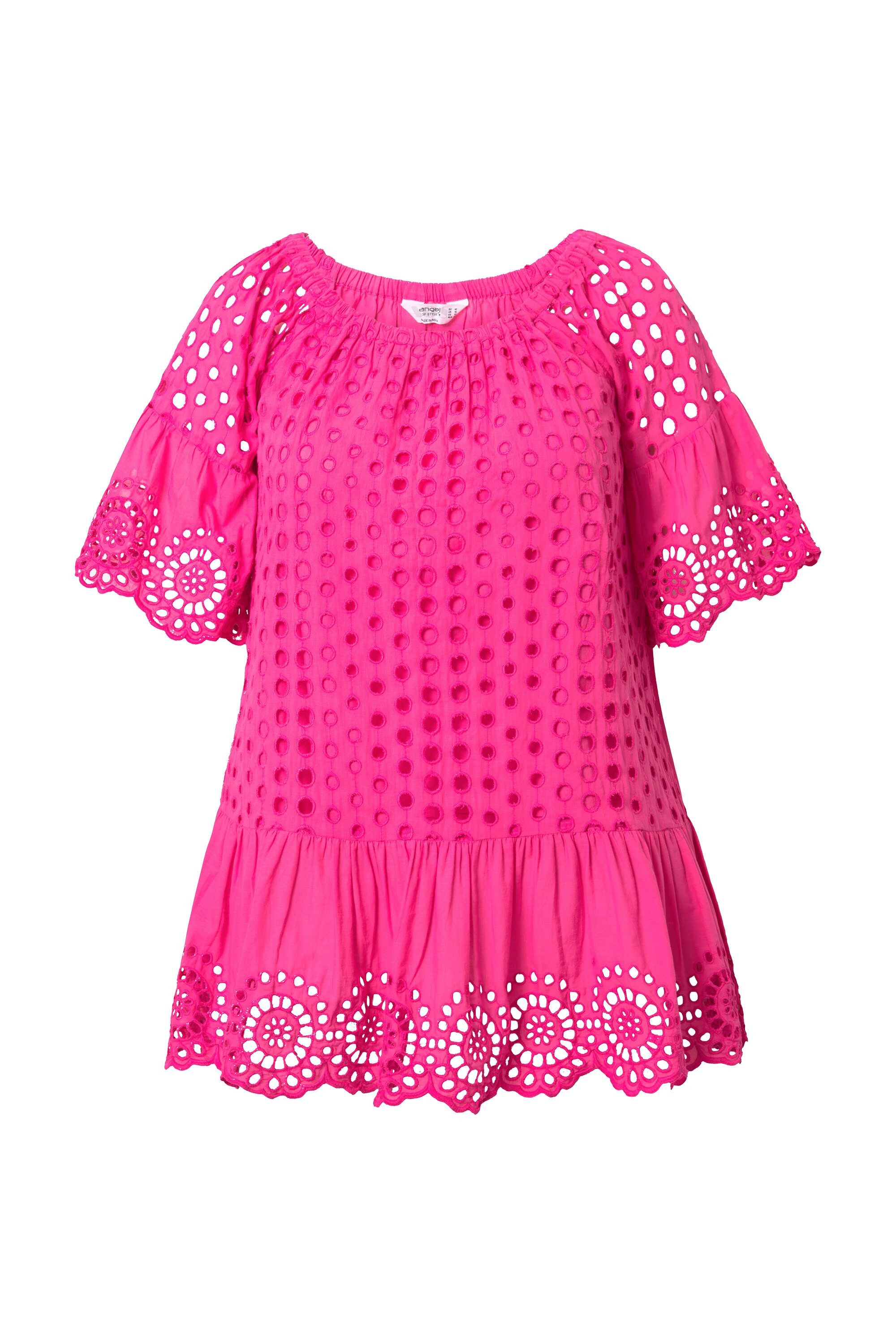Angel of Style Tunika Bluse A-Linie Loch-Stickerei 3/4-Raglanärmel günstig online kaufen