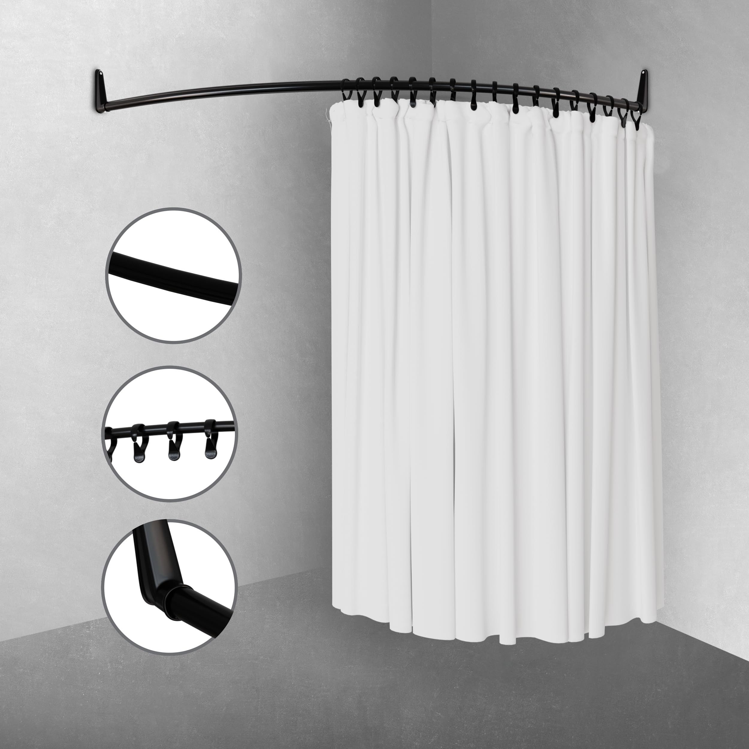 Erica Duschvorhangstange Duschstange Ecke 140x140 cm, Wandmontage, ohne Dec günstig online kaufen