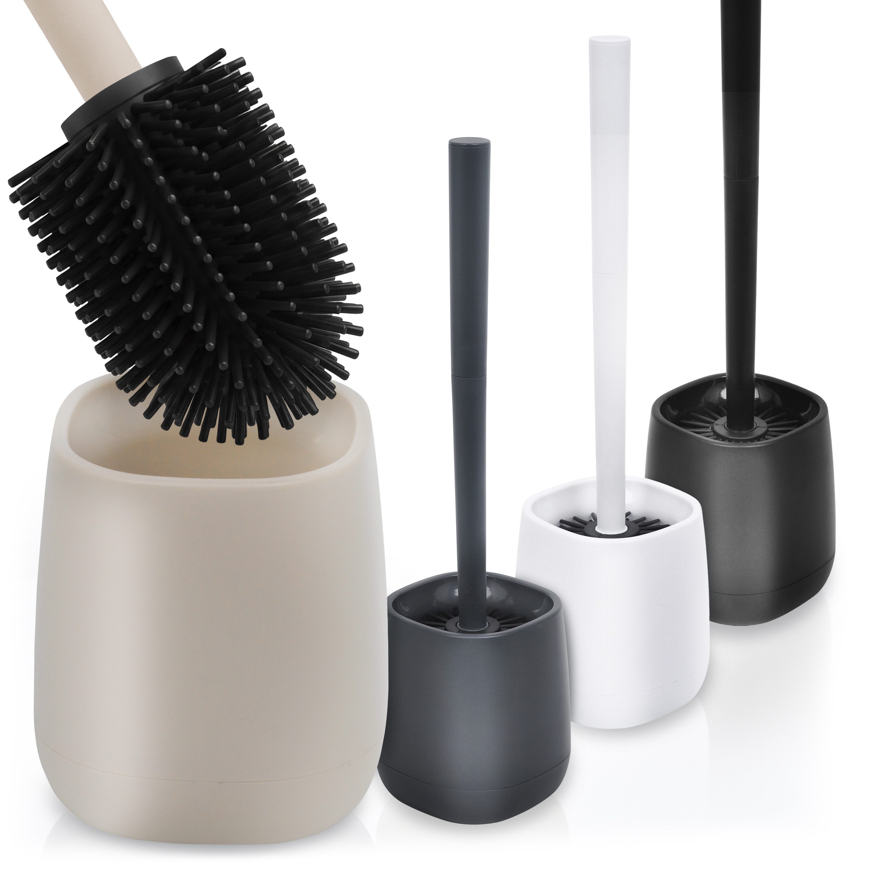 YourCasa WC-Reinigungsbürste YourCasa Klobürste Silikon mit Halter, hygienische Toilettenbürste, Badezimmer, Bürstenkopf wechselbar von YourCasa