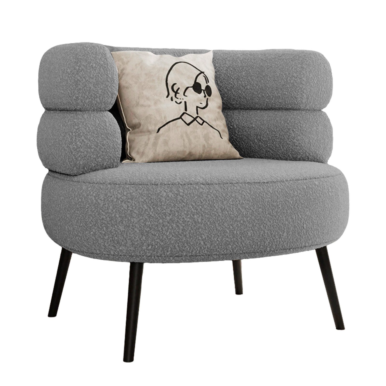 TWSOUL Relaxsessel Sessel gepolstert Sitzkissen, Bouclé-Stoff, Kindersessel TV-Sessel, bis150kg Loungesessel Holz&Metallgestell für Schlafzimmer Wohnzimmer